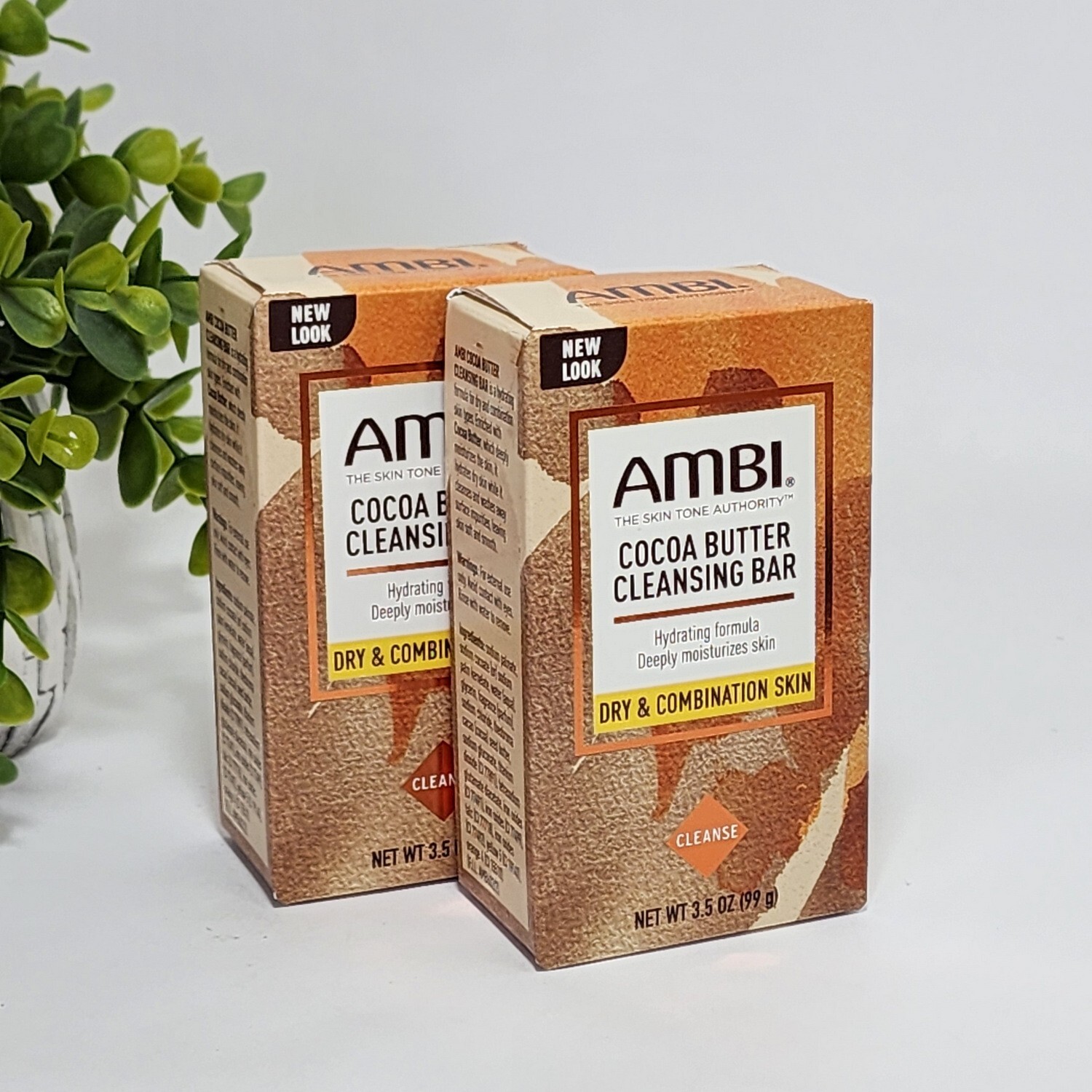 AMBI Cocoa Butter Cleansing Bar Soap Dry & Combination Skin 3.5 oz each – 2-Pack