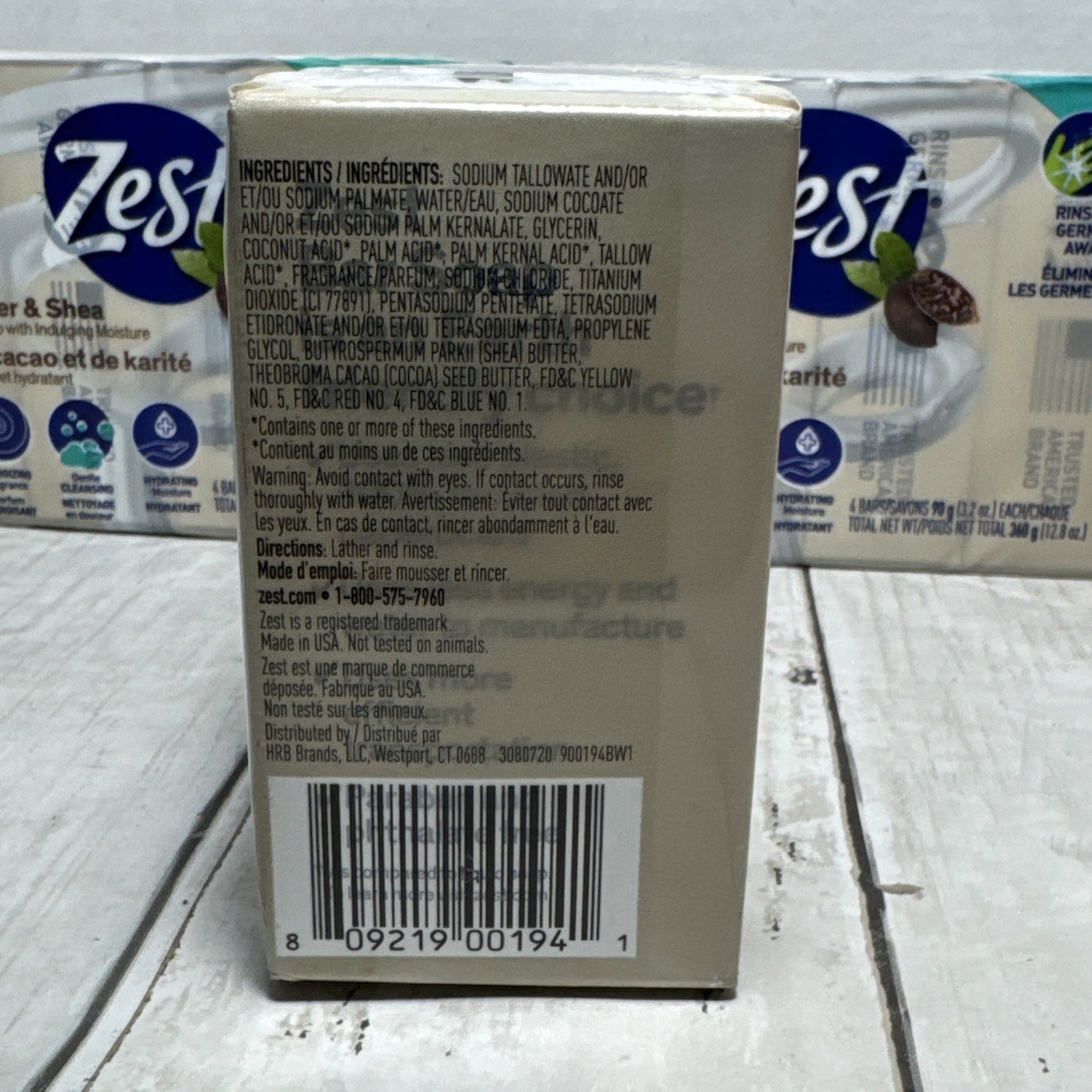 Zest Cocoa Butter & Shea Bar Soap, for All Skin Types, 4 oz 3 Packs Of 4