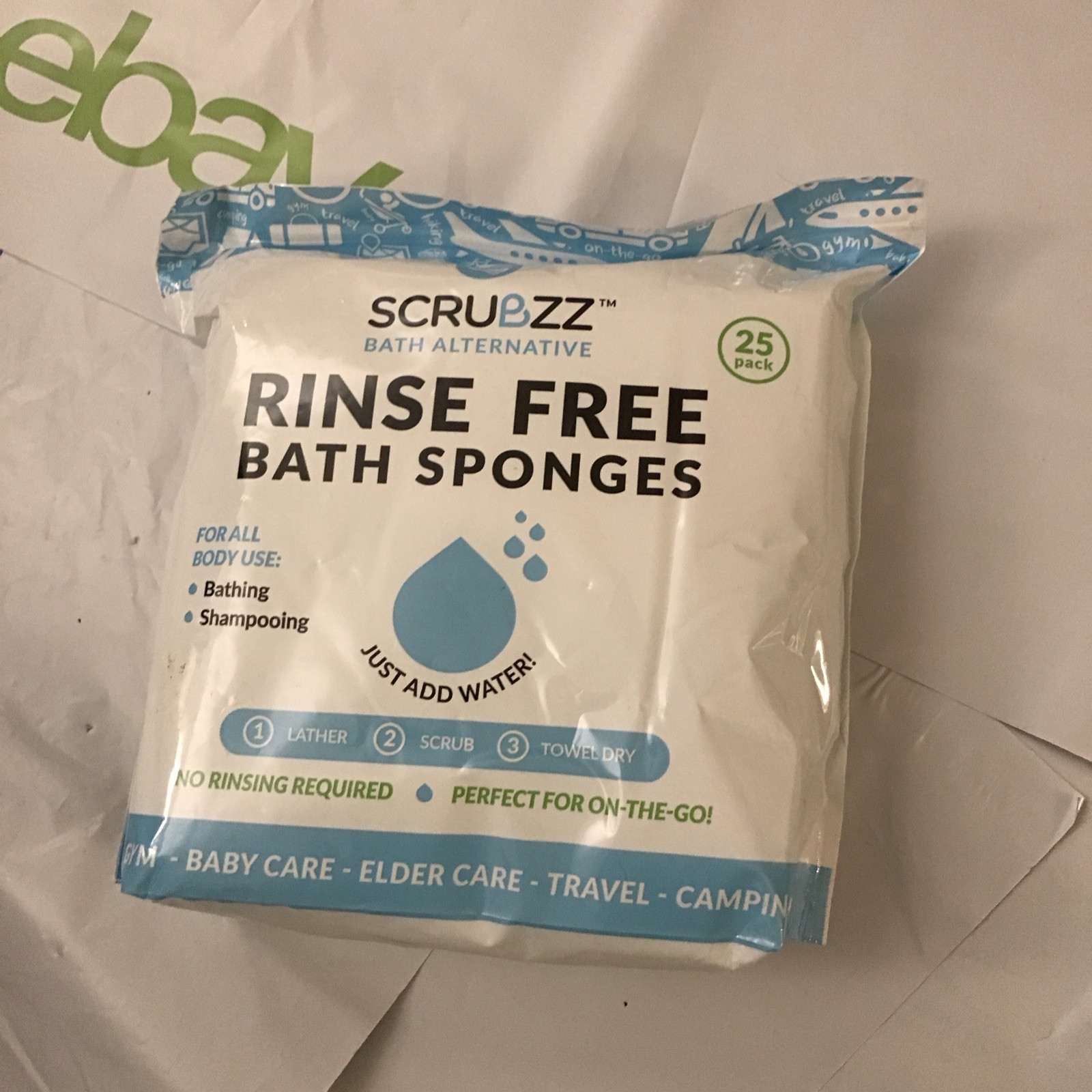 Scrubzz Disposable No Rinse Bathing Wipes – 25 Pack – All-In-1 Single Use Shower