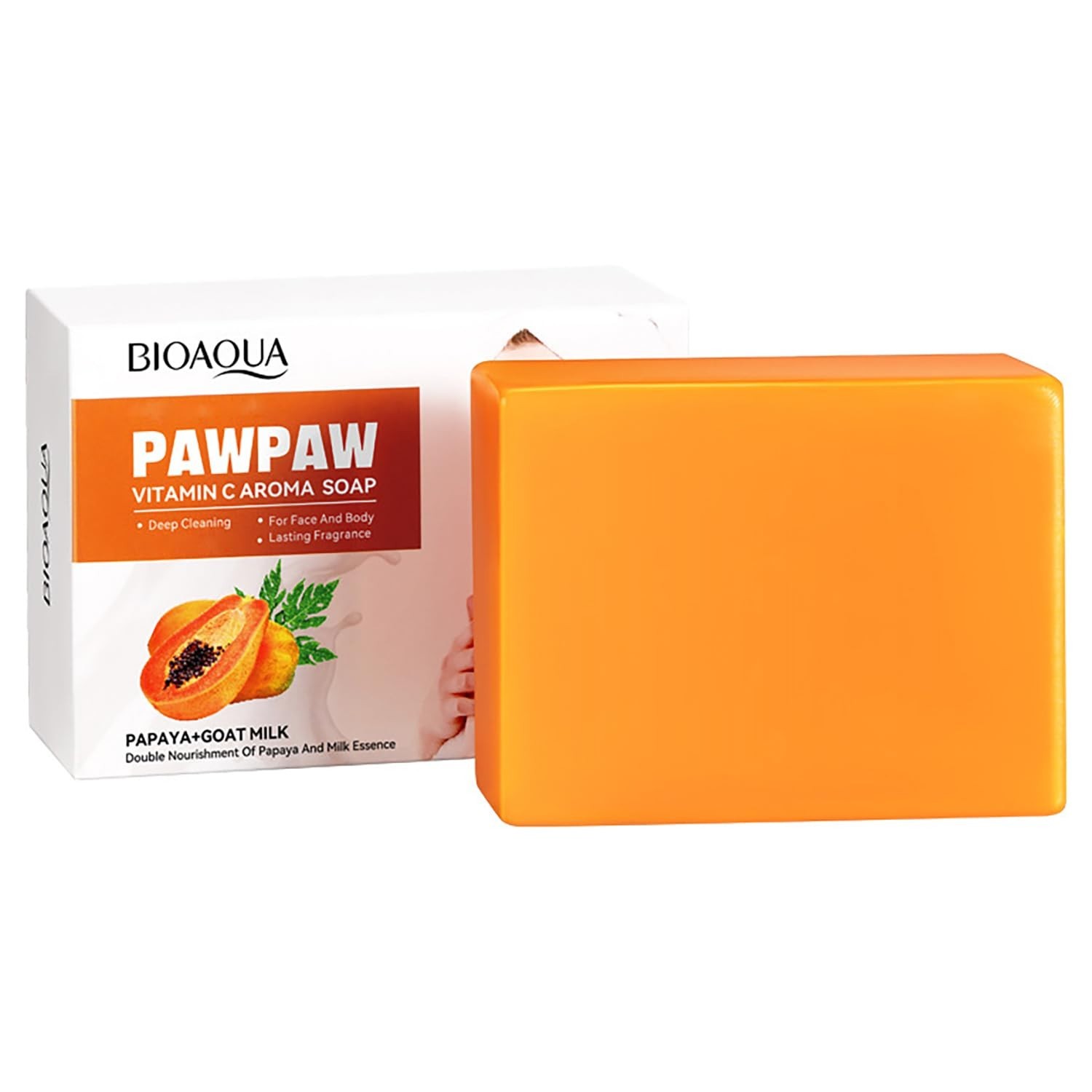 BIOAQUA PAWPAW Vitamin C Papaya Goat Milk Soap Control Oil Face Body 100g