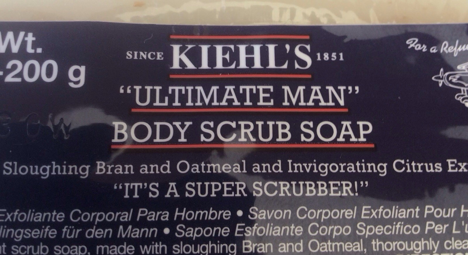 NEW KIEHL’S Ultimate Man Body Scrub Soap Bar – 7 oz (200 g)