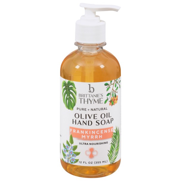 Brittanie’s Thyme Olive Oil Hand Soap Frankincense Myrrh, 12 oz