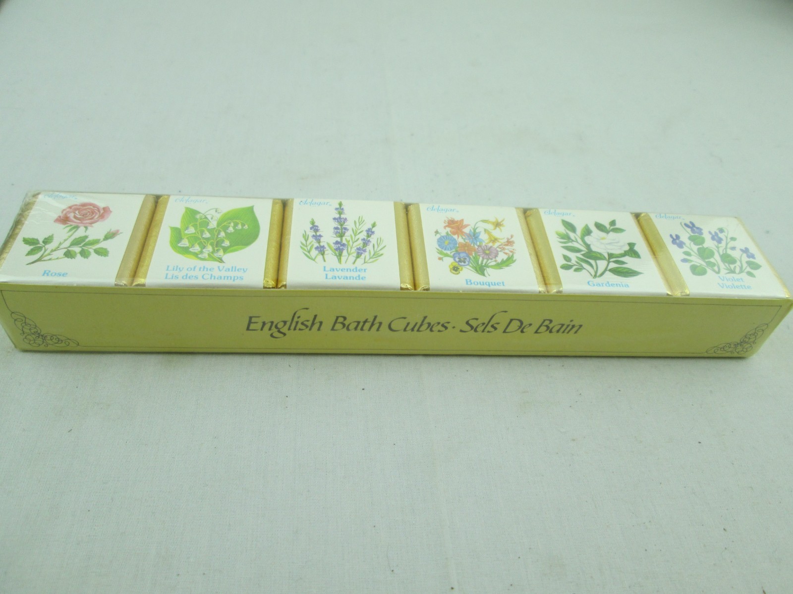 English Bath Cubes Delagar Made in England Set of 6 Floral Scents 9 oz. 250g NOS