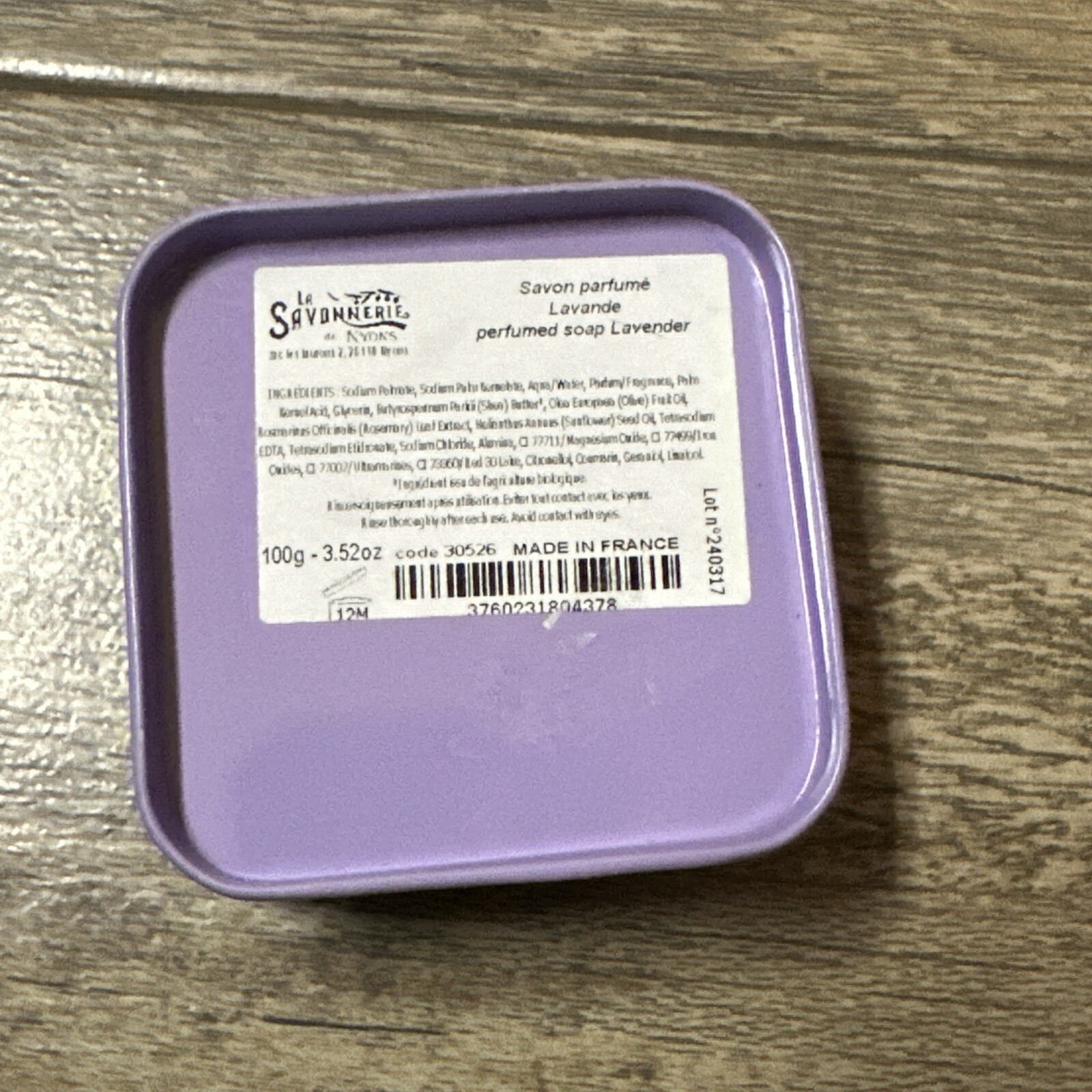 la Savonnerie de Nyons Lavande Soap in a Tin 3.5 OZ