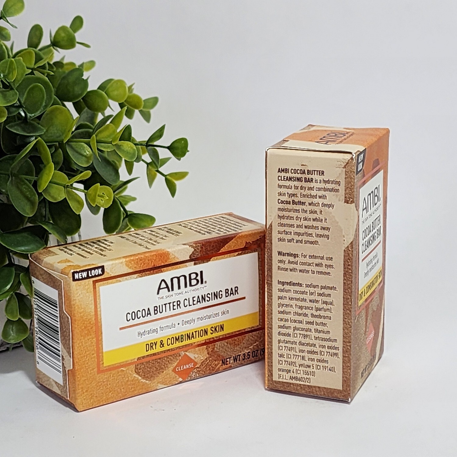 AMBI Cocoa Butter Cleansing Bar Soap Dry & Combination Skin 3.5 oz each – 2-Pack