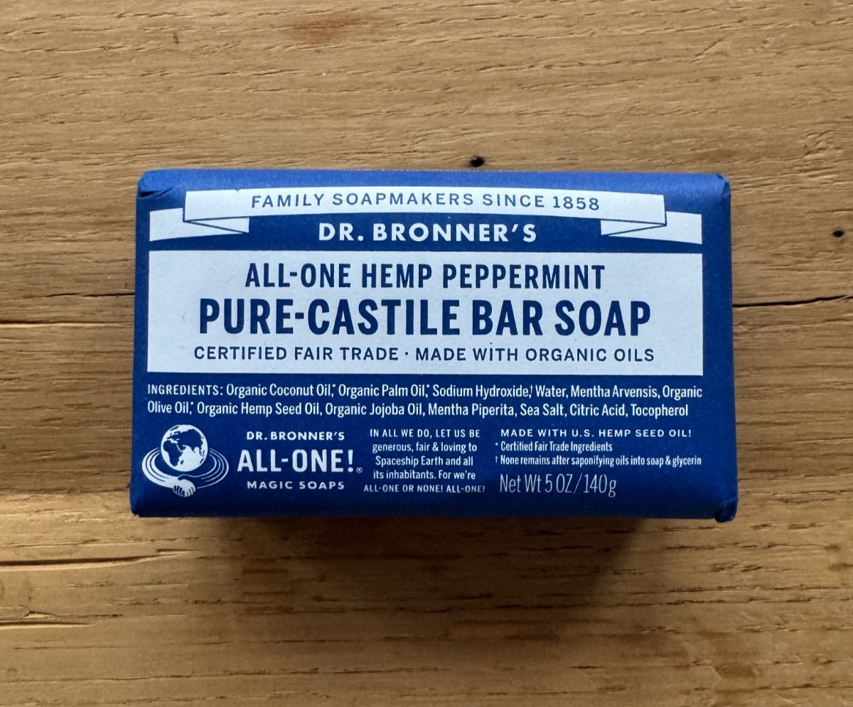 Dr. Bronner’s Organic All-One Pure-Castile Bar Soap, Peppermint – 5oz