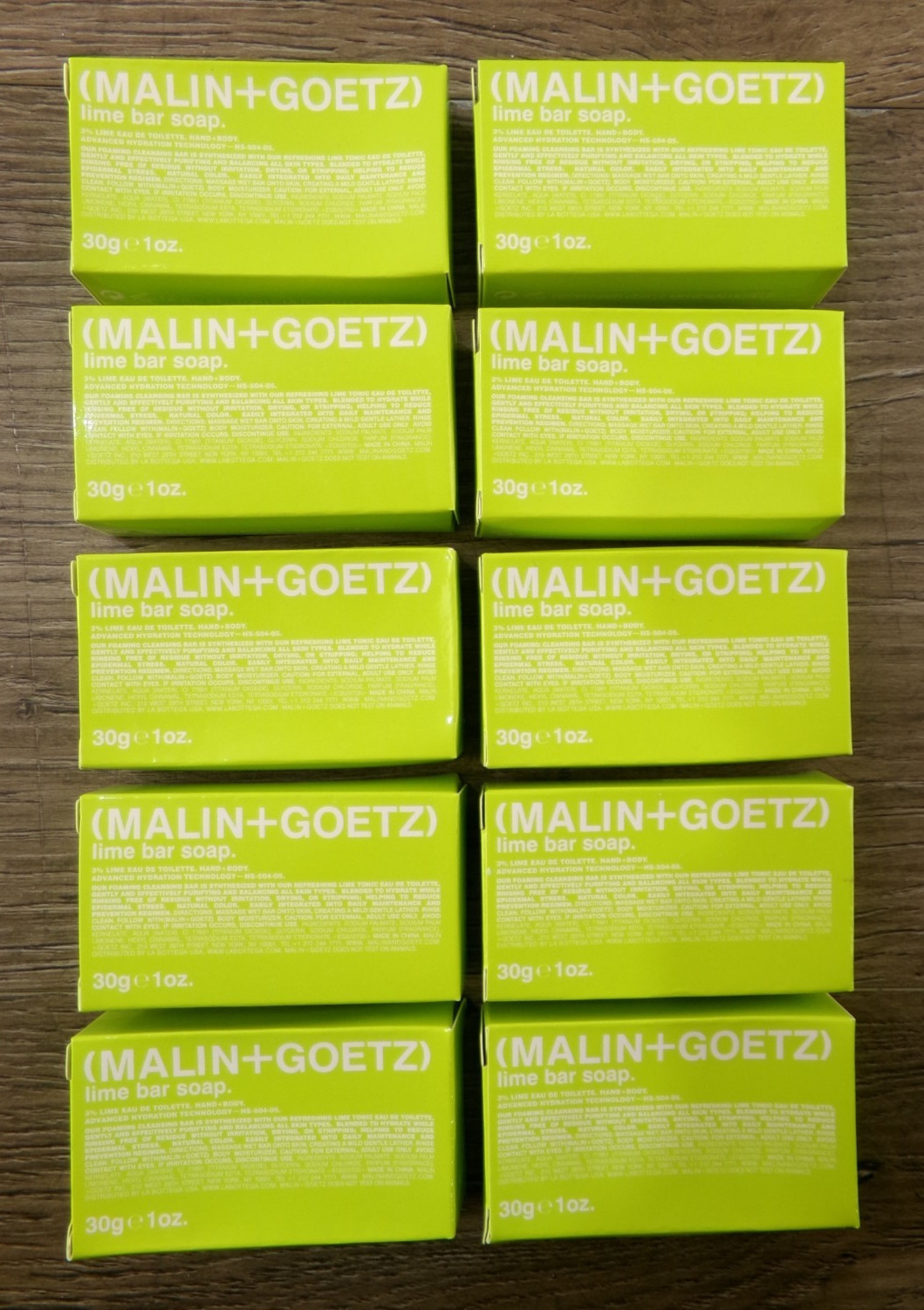 10ct MALIN+GOETZ Lime Bar Soap, 1oz Travel Size Hand & Body Soap, New S7