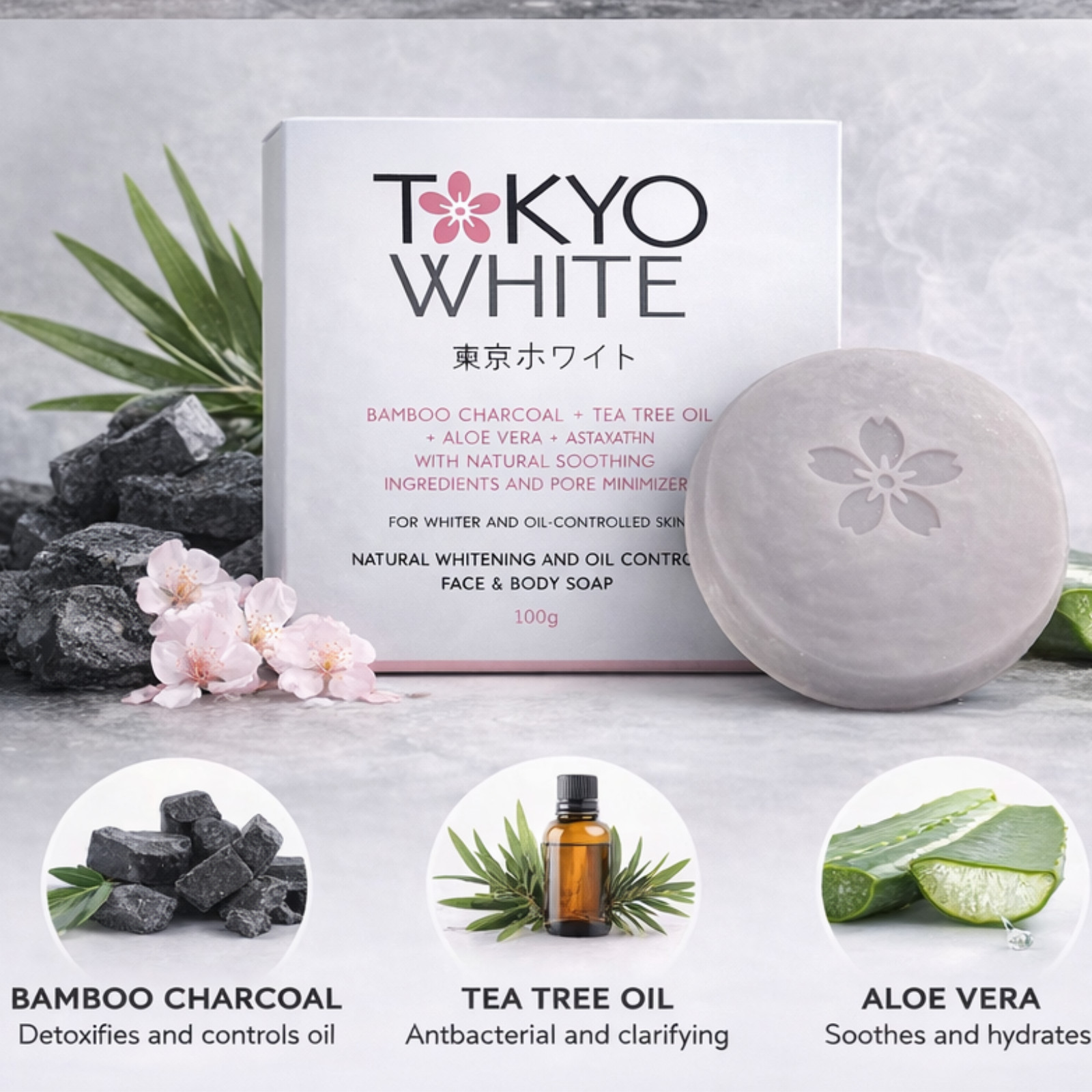 NEW Tokyo White Natural Face & Body Soap – Daily Cleansing Bar with Oil Control
