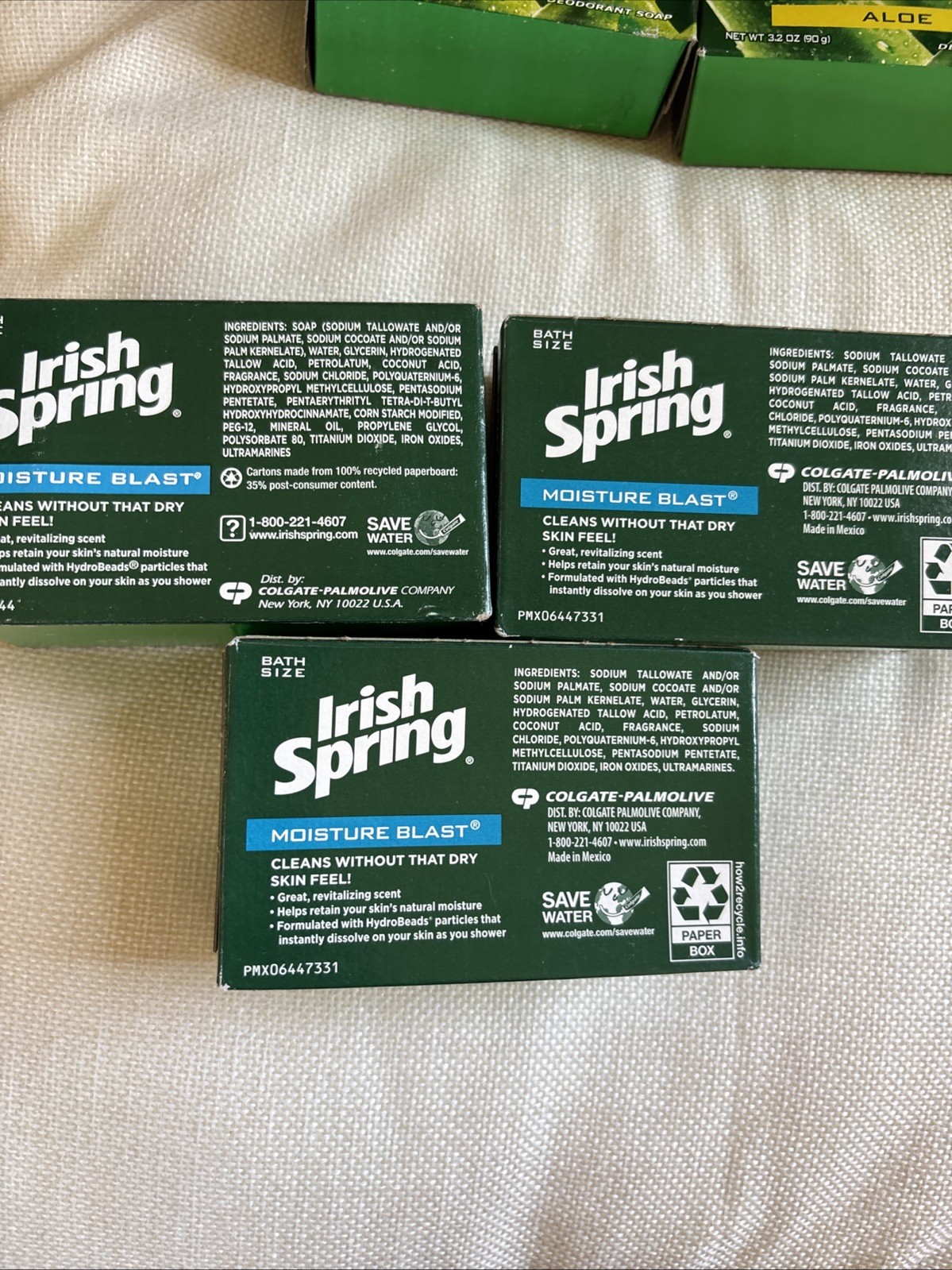 Irish Spring Soaps Lot Of 5. 3 Moisture Blast 3.7oz- 2Aloe 3.2oz New