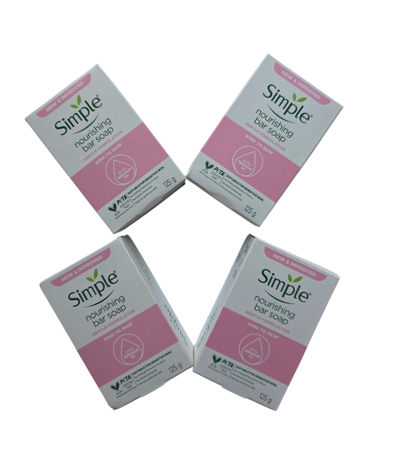 Simple Nourishing Bar Soap With Geranium Oil 4.4 oz Each Lot Of 4