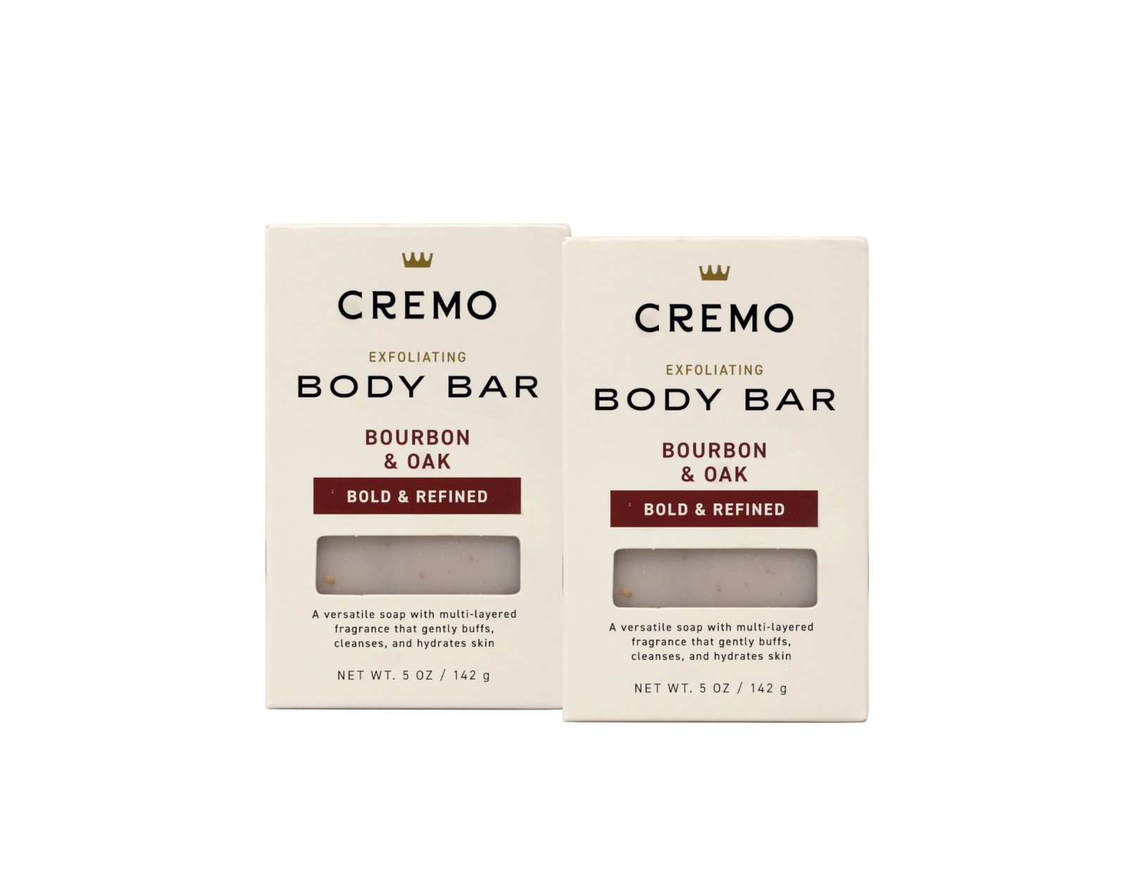 Cremo Exfoliating Body Bar Men Bourbon and Oak 5 oz 2 Pack