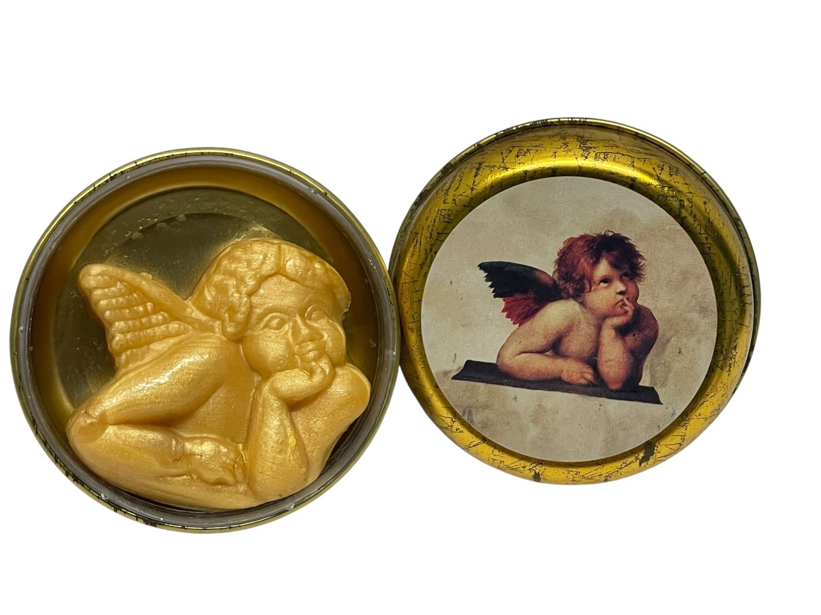 Kappus Vintage Cherub Angel Gold Luxury Soap Germany in Original Tin