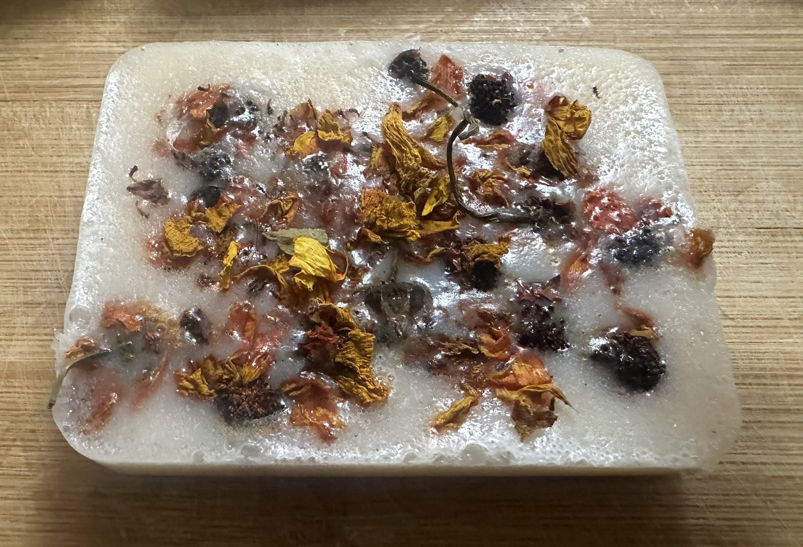 Handmade Rectangular Body Bar Soap with Dried Flowers oatmeal honey vitamin E