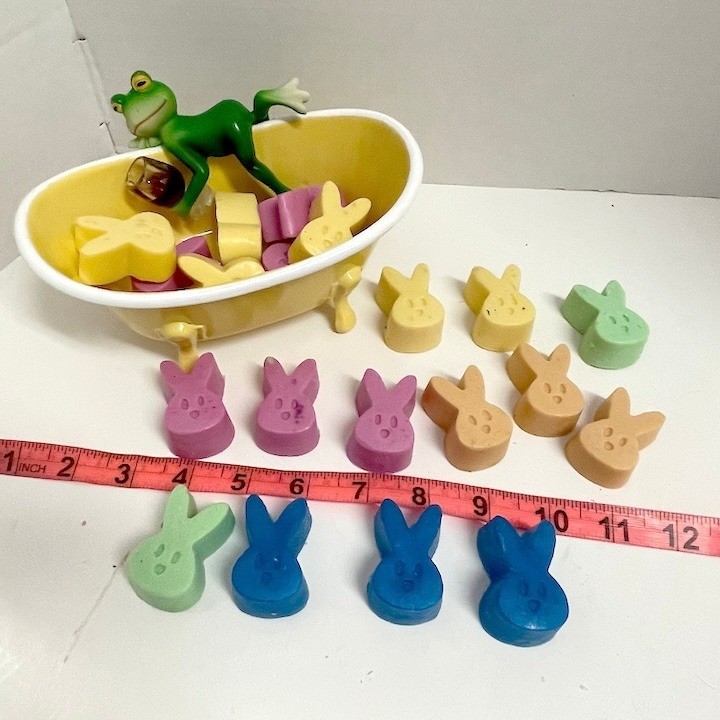 Whimsical Drinking Frog Soap Dish Planter with 20 Handcrafted Bunny Soaps