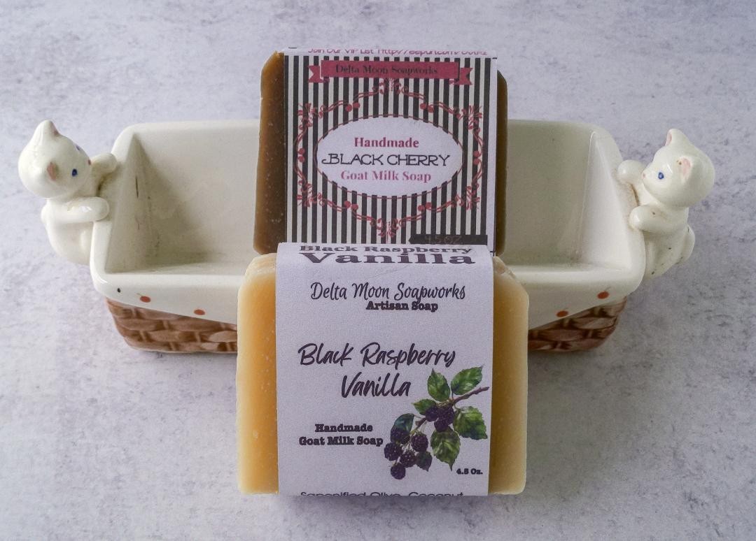 Handmade Black Cherry and Black Raspberry Vanilla Goat Milk Soaps, Ships Fast