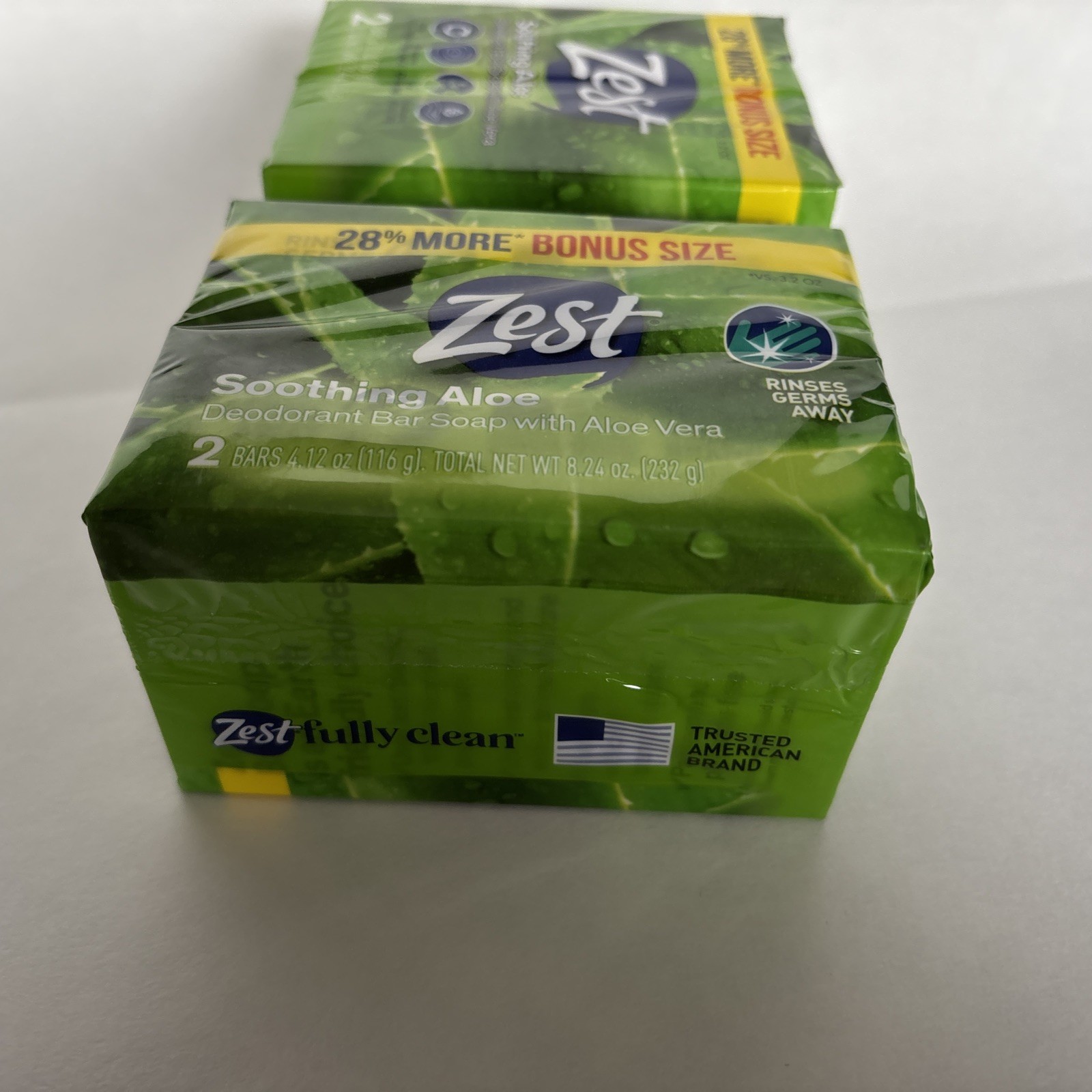 ZEST ALOE LOT 4 BARS 4.12 Oz Each BONUS Size Soothing Aloe Vera Deodorant Soap