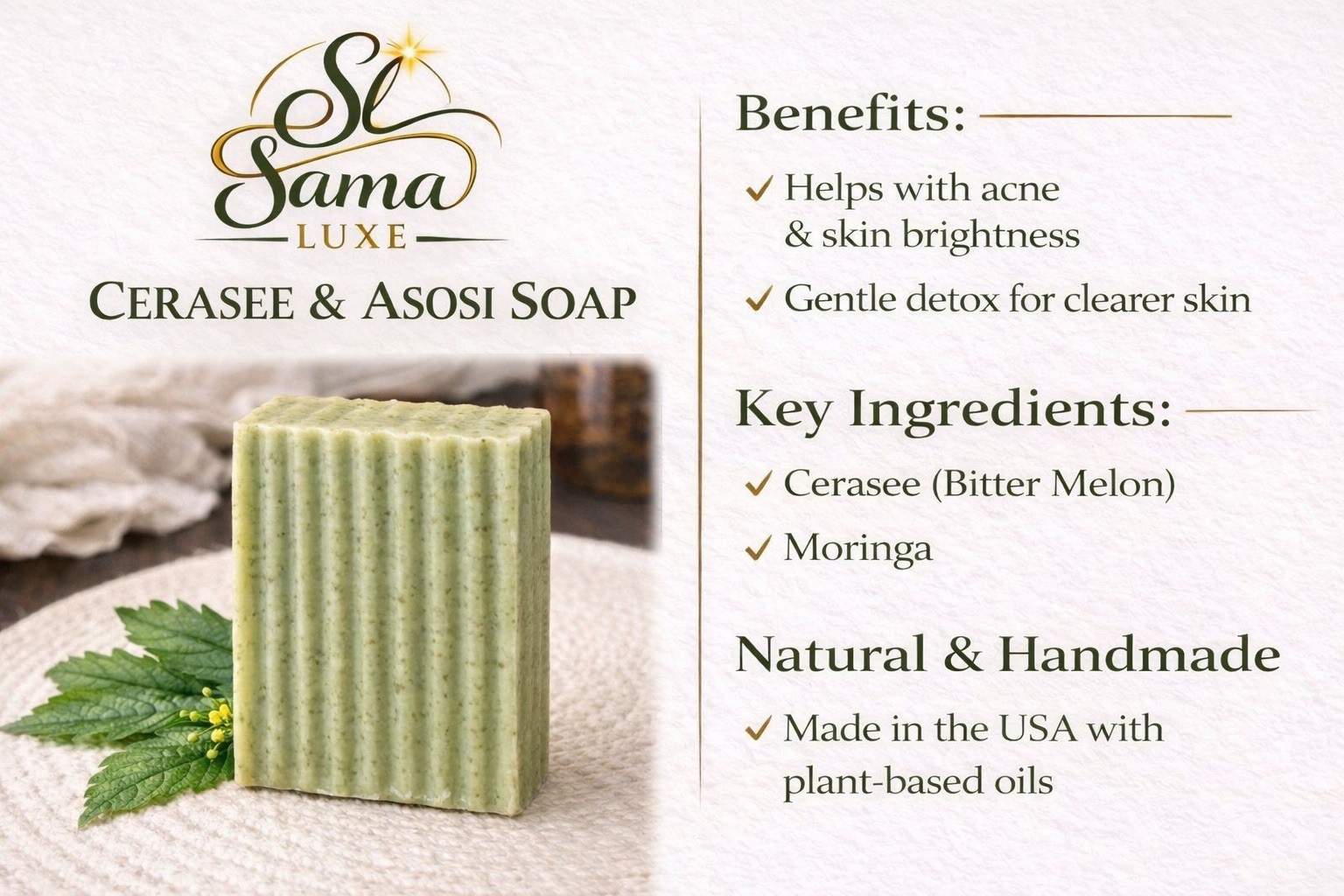 Cerasee Anti Acne Brightening Detox Body Bar Soap 5oz -Sama Luxe