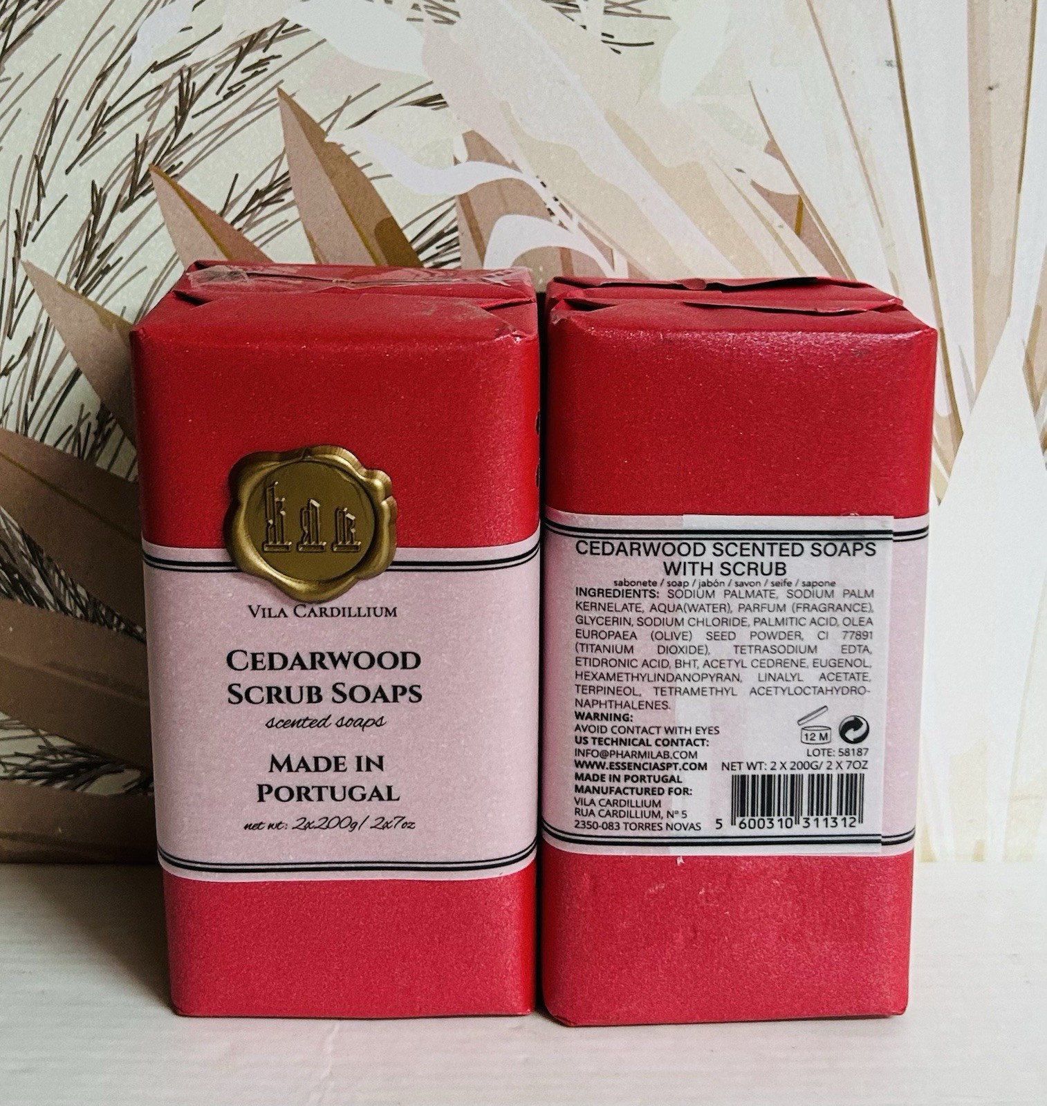 2-Pack Vila Cardillium ~ Cedarwood Scrub Soap 4 Bars 7 oz Each