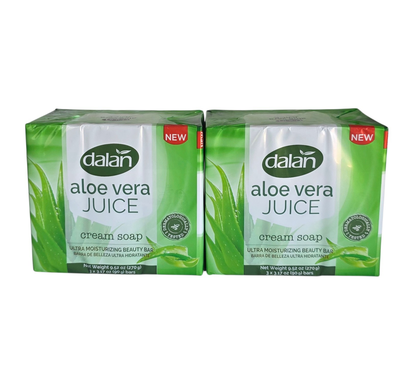 Dalan Aloe Vera Juice Cream Bar Soap 3 ×3.17 oz ~2pk