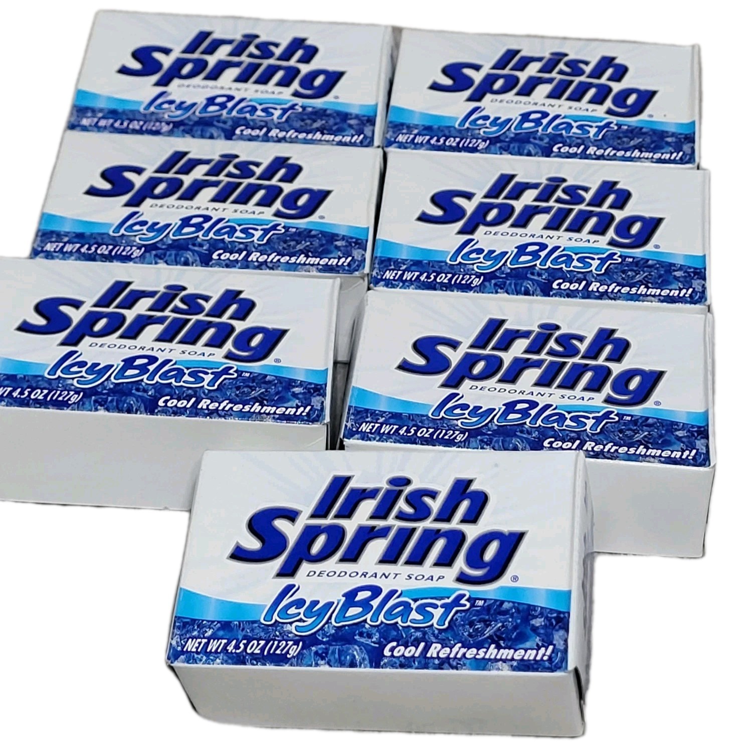 VTG Irish Spring Icy Blast Deodorant Soap Bars Value Pack of 7 Bars 4.5 oz Each