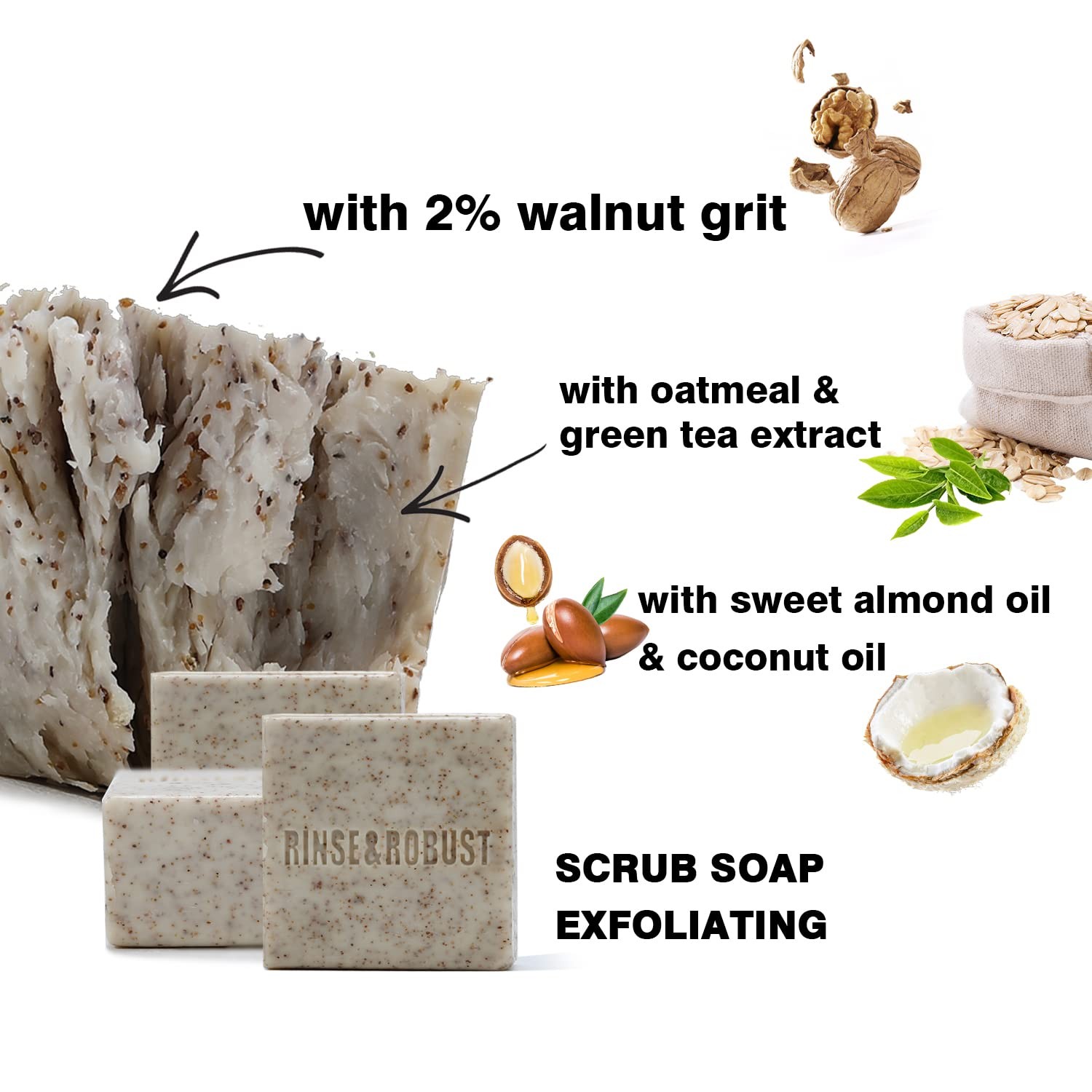 Mens Natural Bar Soap 6Pcs Handmade Cleansing Soap Bar Set Moisturizing&Exfol…