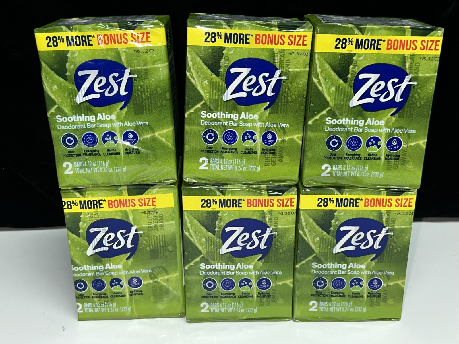 PACK OF 6 packages–Zest SOOTHING ALOE BAR SOAP 12 BARS TOTAL–Free Shipping