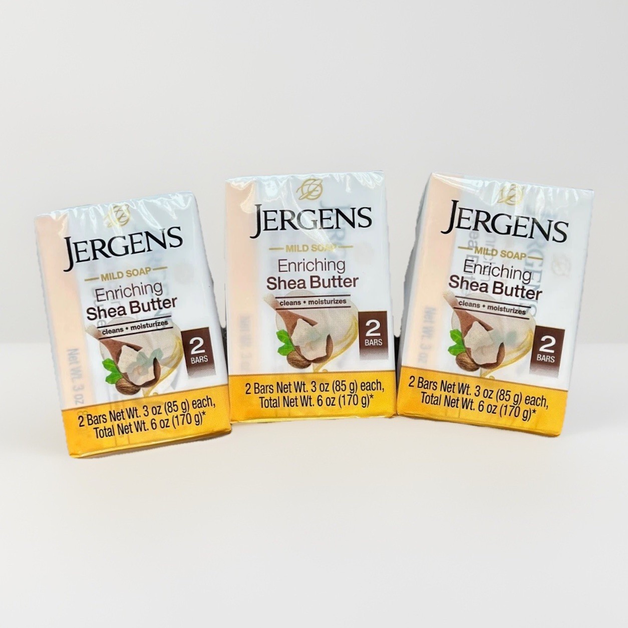 Jergens Enriching Shea Butter Mild Soap 6 Bars (3 Packs x 2) Brand New 3oz Each