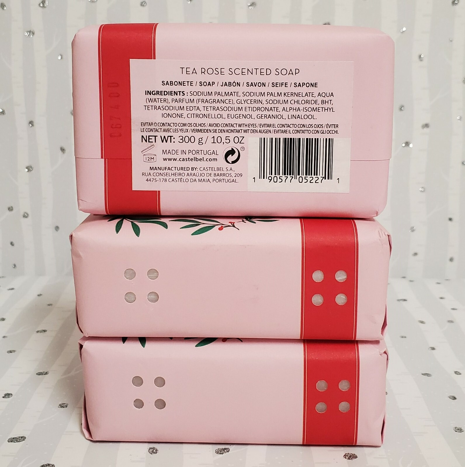 Castelbel Porto Tea Rose Scented Soap Bride To Bee Theme 3 Bars 10.5 oz Each