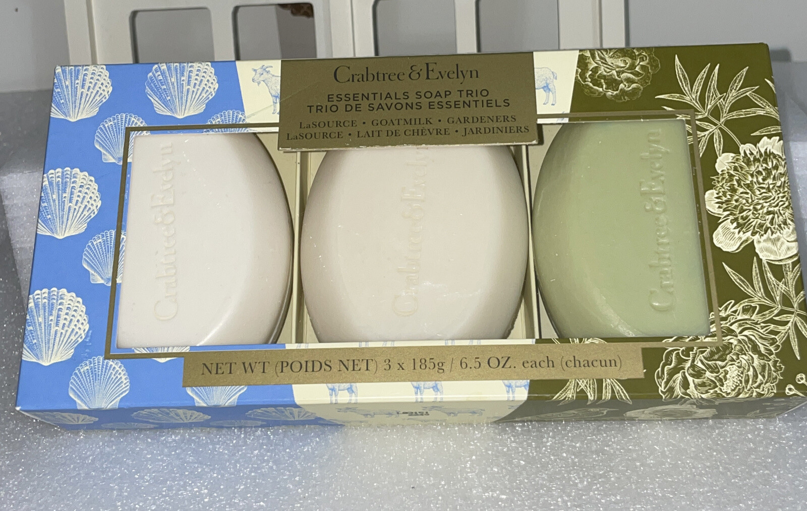 Crabtree & Evelyn Essentials Soap Trio La Source GOATMILK GARDENERS 3 Bar Soap