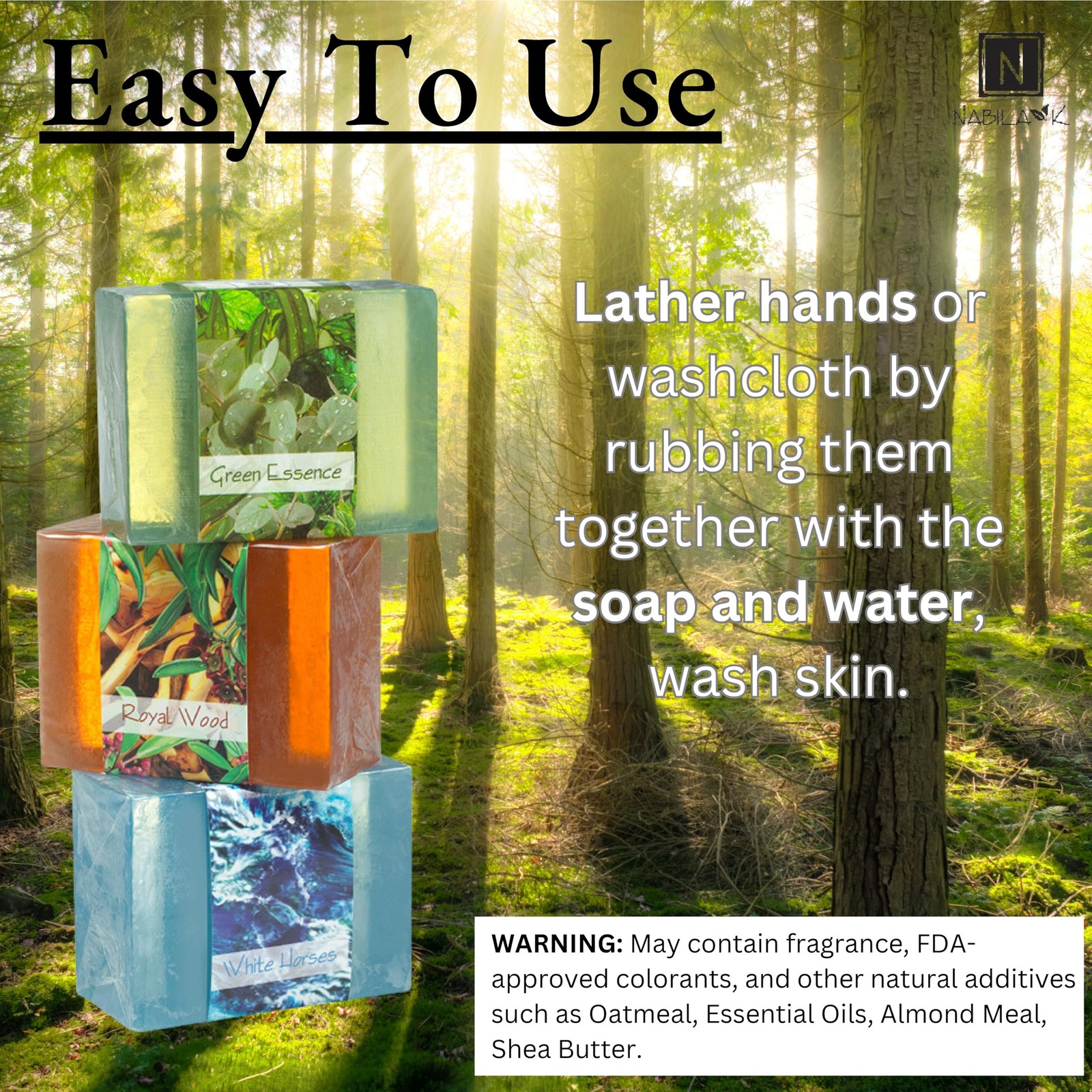 Elements Glycerin Bar Soap Set of 3 | Green Essence, Royal Wood & White Horse…