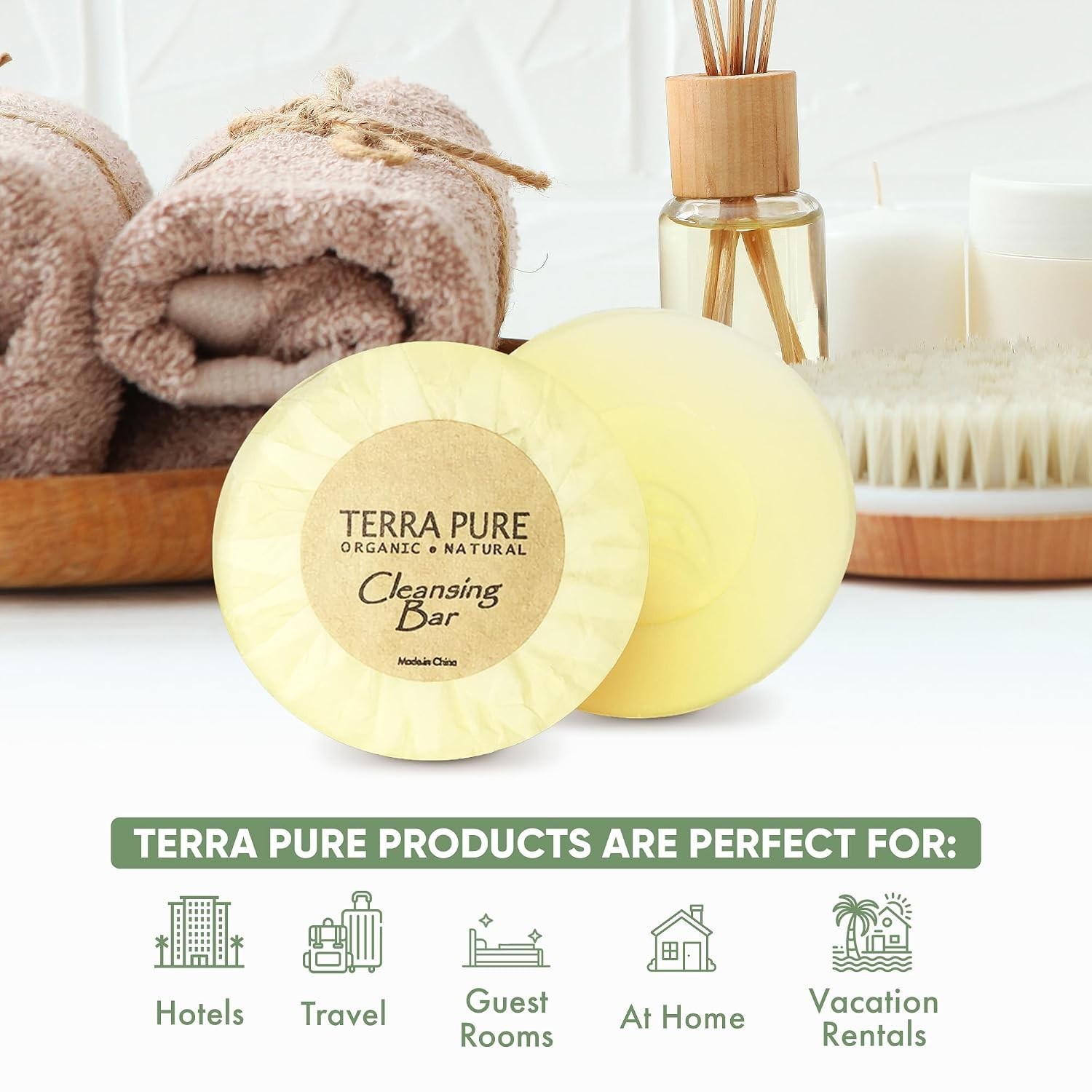 Terra Pure Travel Size Hotel Bar Soap 400 Count 0.6 oz Cleansing Bars Guest Amen
