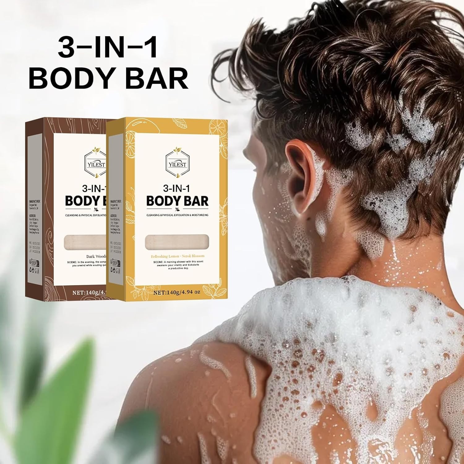 3-in-1 Men’s Body Bar Soap Set for Summer – 2 PCS Exfoliating & Moisturizing …