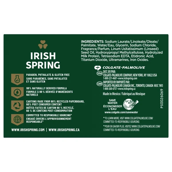 Irish Spring Moisture Blast Bar Soap (6 Bars x 3.7oz. Each)
