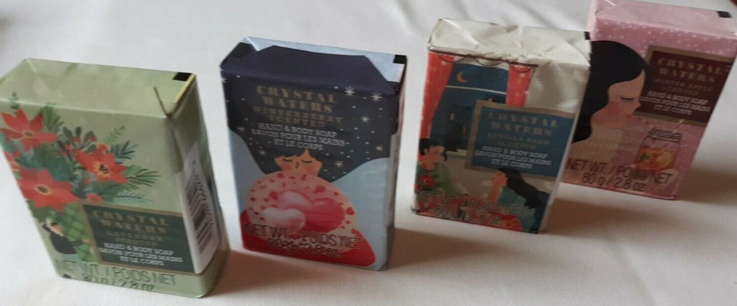 Crystal Waters Hand and Body Soap / assortment of 4 scented bars