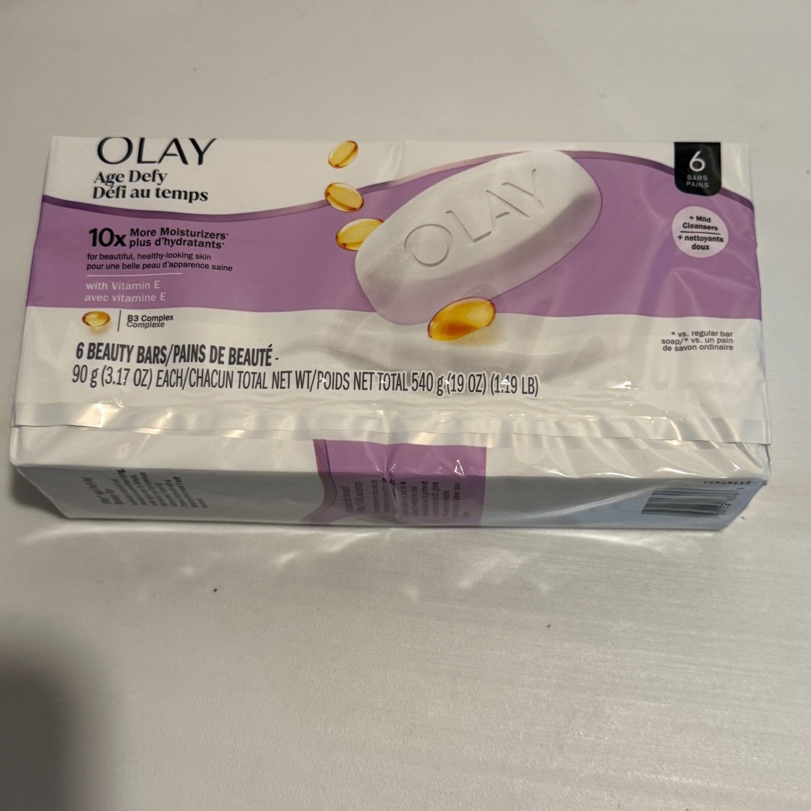 OLAY Age Defying Beauty Bar Soap with B3 Complex, 6 Bars