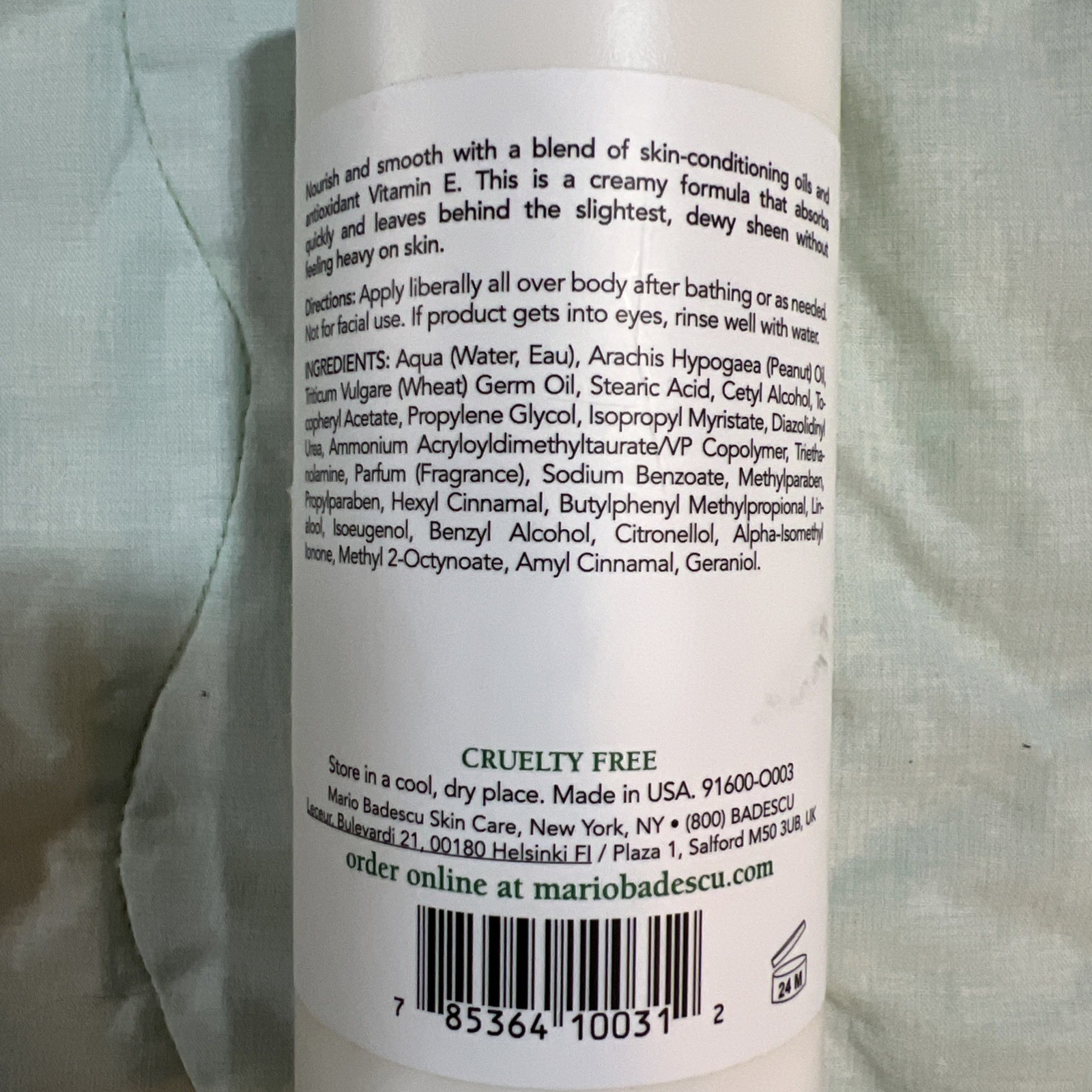 New Mario Badescu Vitamin E Body Lotion (Wheat Germ) 16 fl. Oz Large bottle