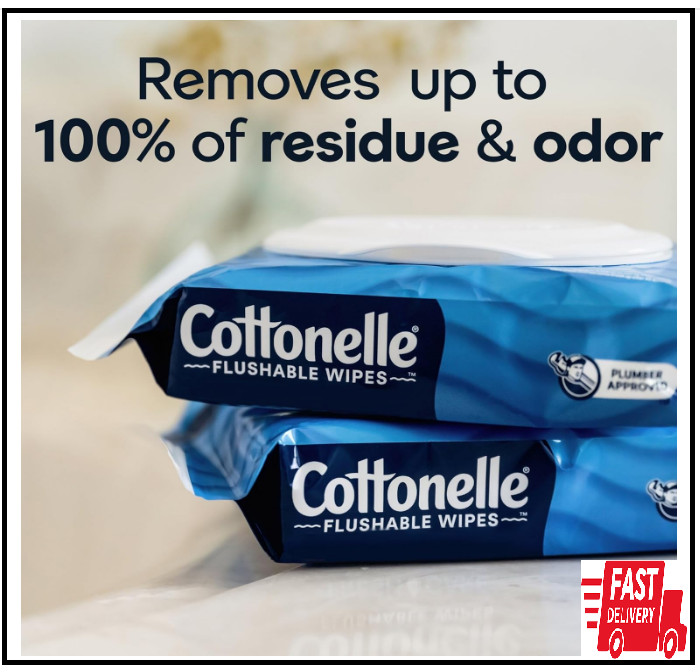 Cottonelle FreshFeel Flushable Wet Wipes for Adults and Kids, 8 Flip-Top Packs