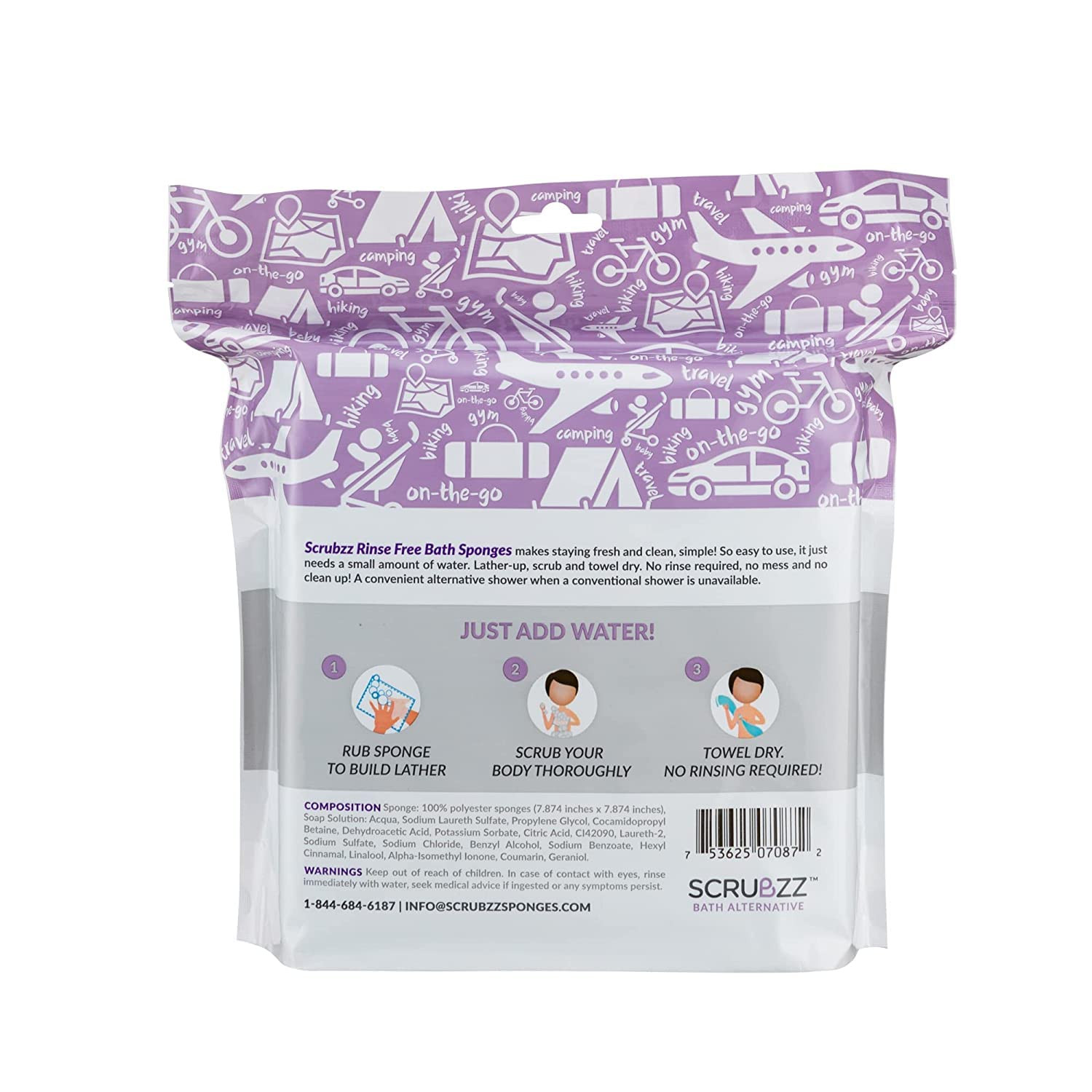 Scrubzz Disposable No Rinse Bathing Wipes – 25 Pack – All-In-1 Single Use Shower