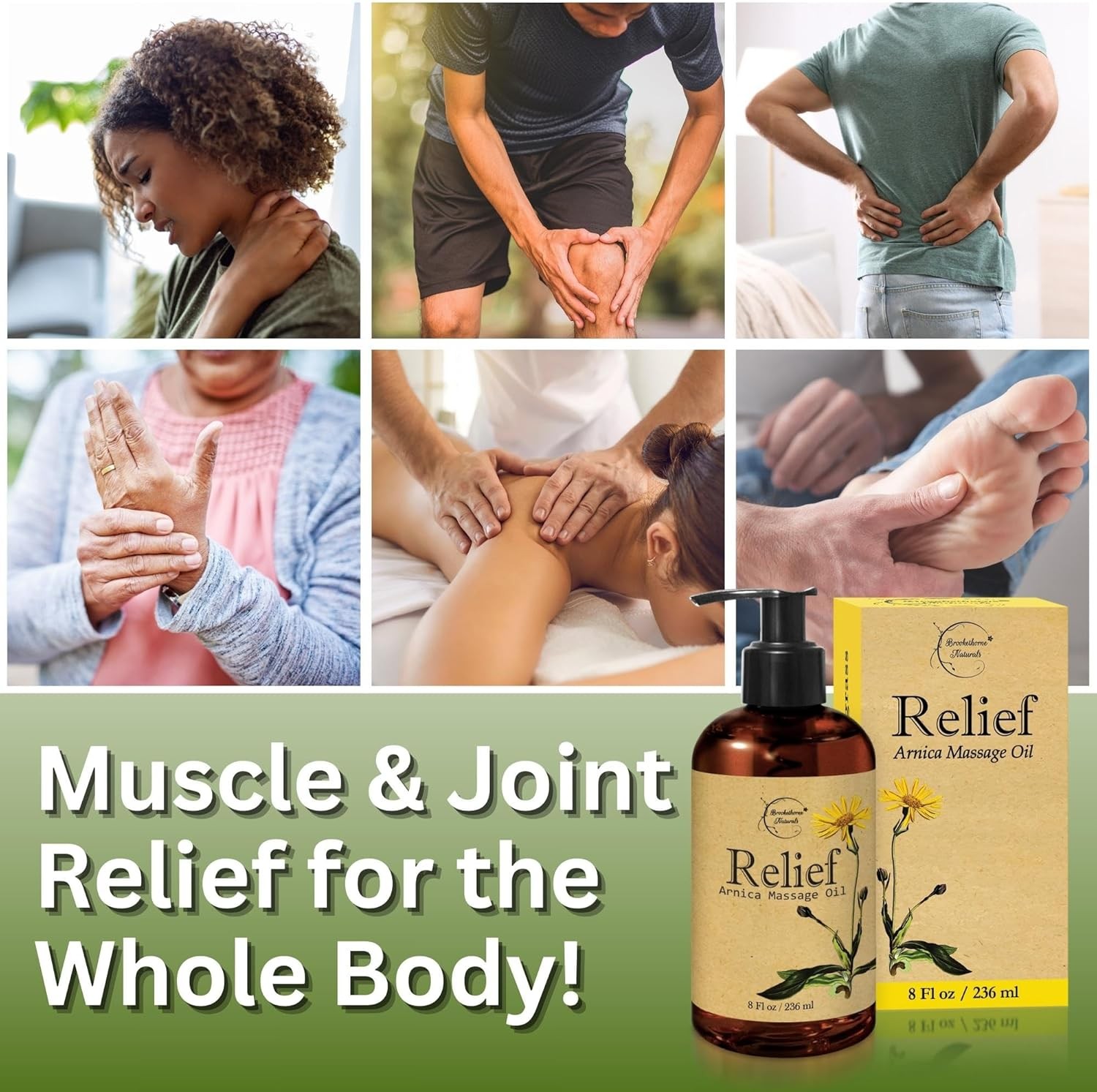 Relief Arnica Massage Oil Great for Sports & Athletic Therapeutic Massage 8.5 Oz
