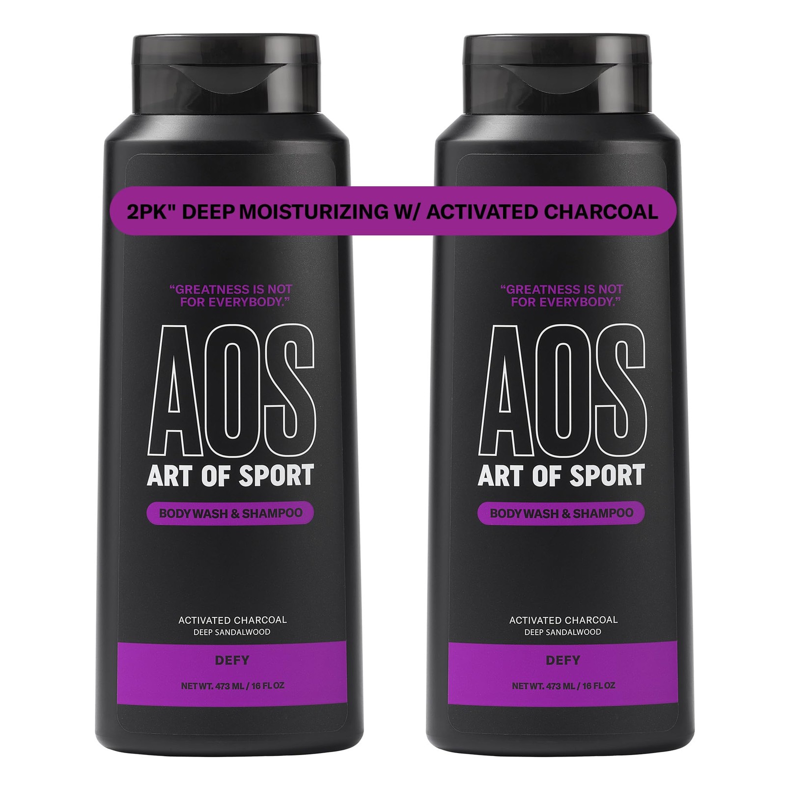 Art of Sport Men’s 2-in-1 Body Wash and Shampoo with 16 Fl Oz (Pack 2)