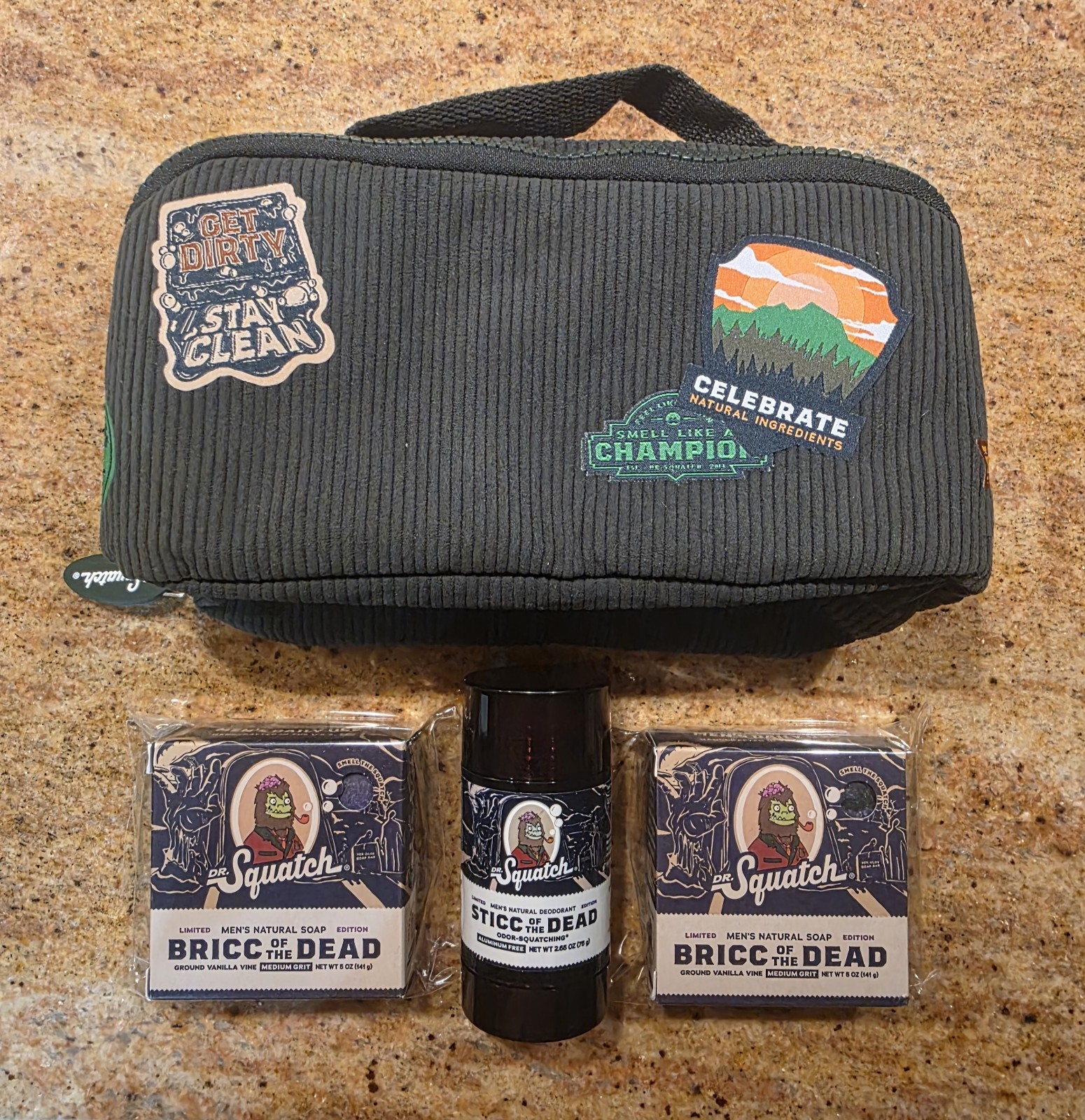 🧼🧼Dr. Squatch Corduroy Bag & Bricc Of the Dead Soaps & Deodorant Bundle🧼🧼