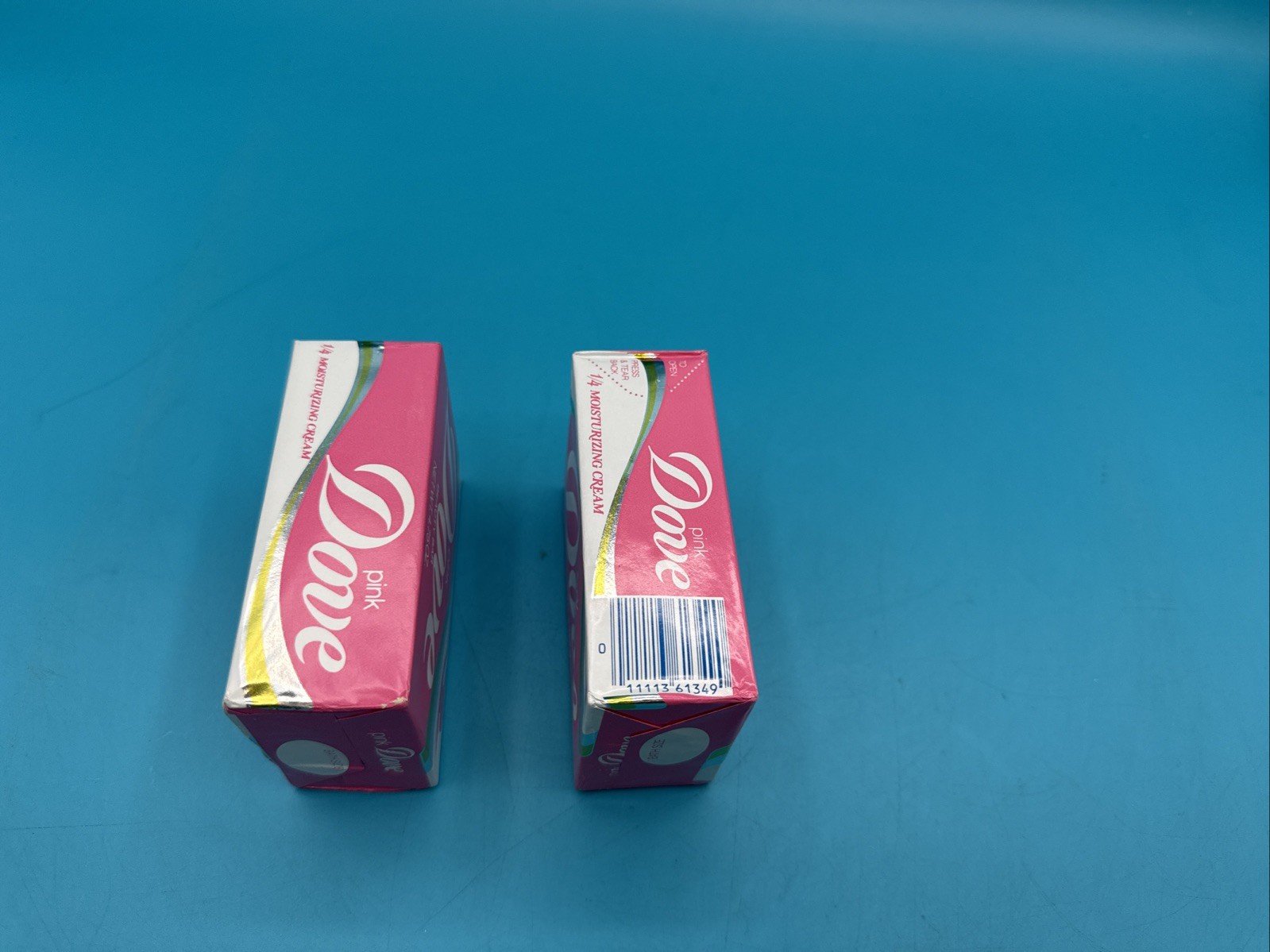 NEW (2) DOVE BEAUTY PINK VINTAGE NOS 1/4 MOISTURIZING CREAM BAR SOAP 4.75oz 90s