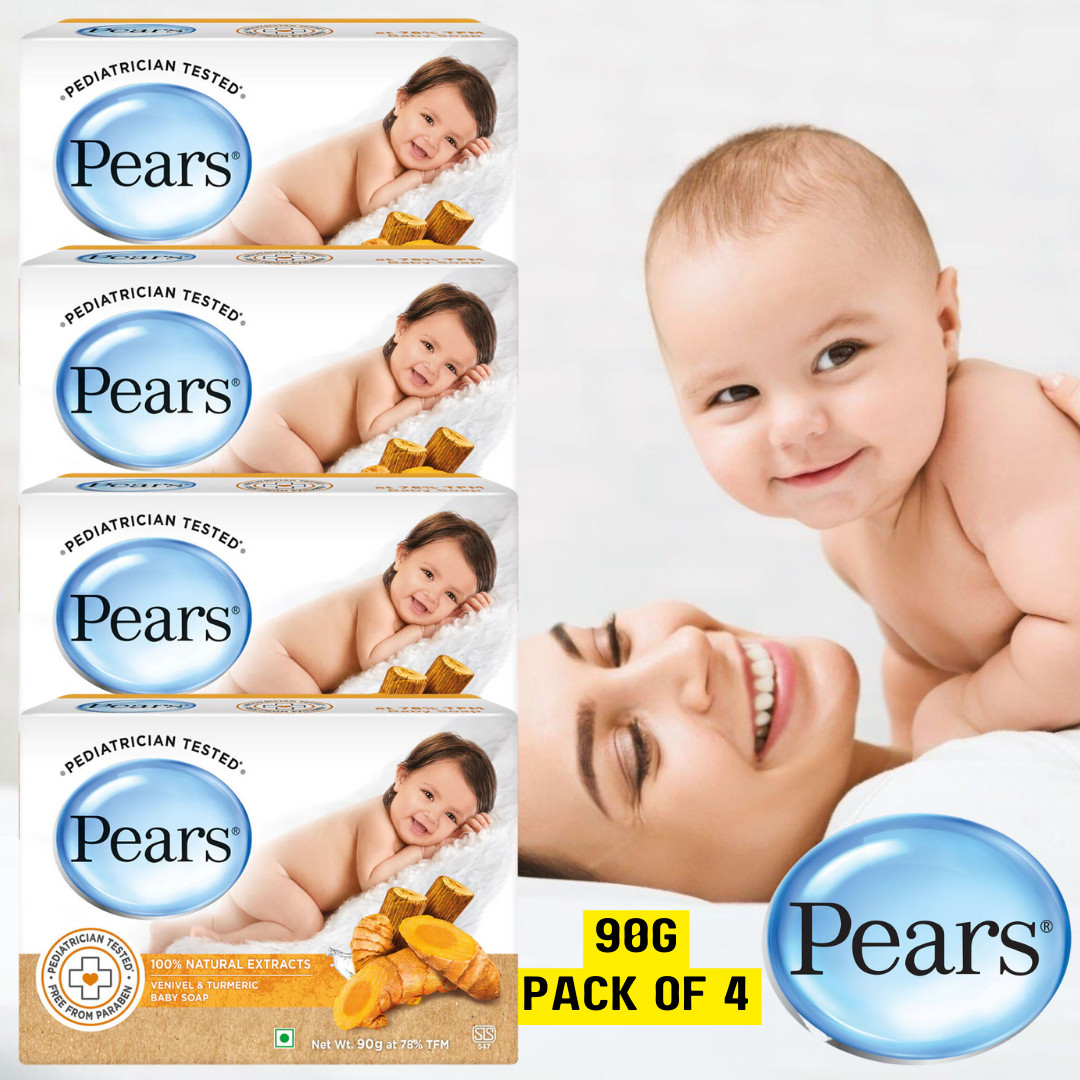 4 Pack of Pears Sri Lankan Venivel and Turmeric Baby Soap 90g