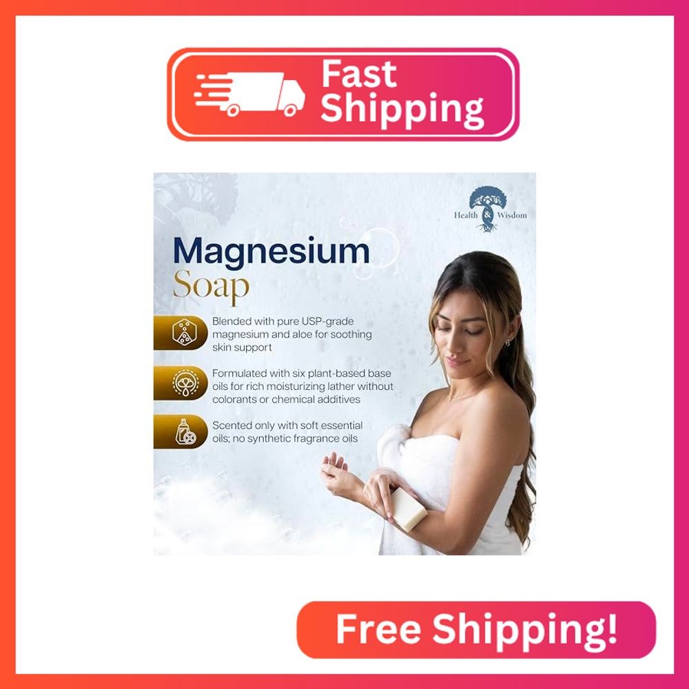 Health & Wisdom Magnesium Bar Soap – Moisturizing Body Soap – Made with Aloe & N