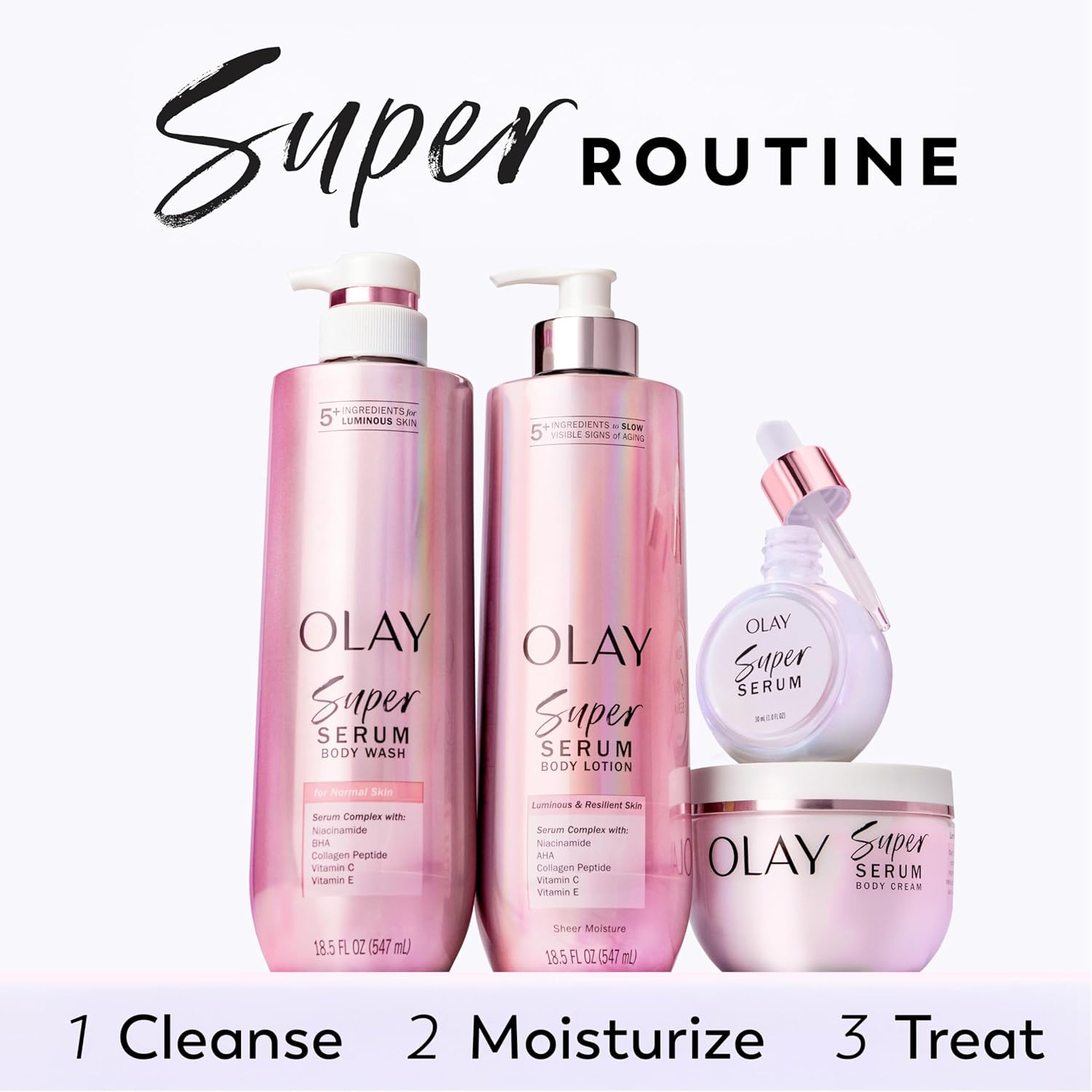 Olay Super Serum Hand & Body Lotion for Dry Skin, 24Hr Long Lasting Hydration, 5