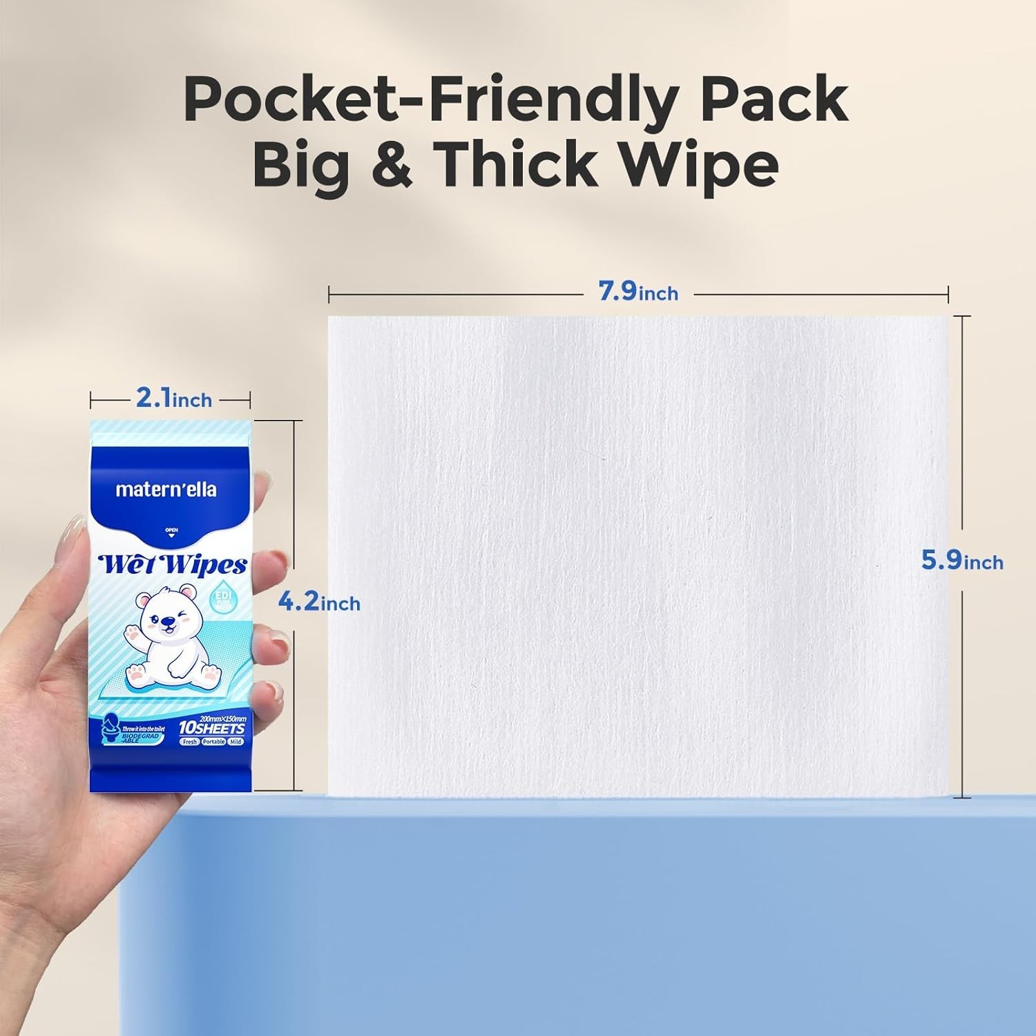 Travel Pocket Butt Wipes 60 Count Fragrance-Free Flushable Sensitive Skin