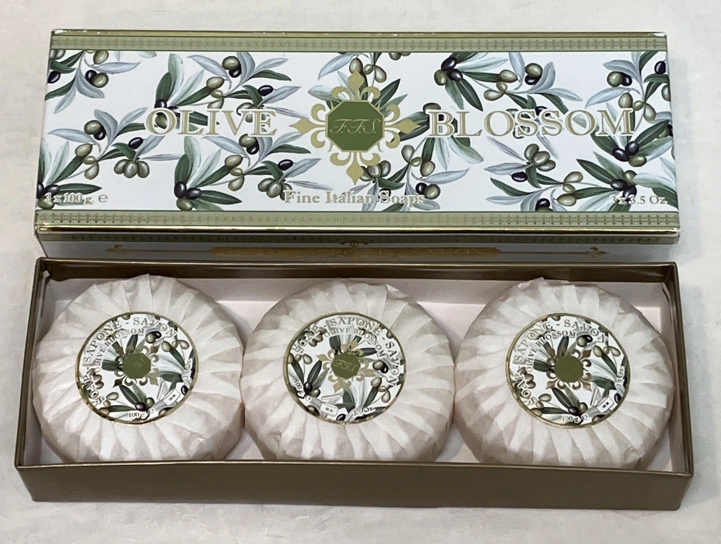 Olive Blossom Fine Italian Soap Box Of 3 x100 Grams NO