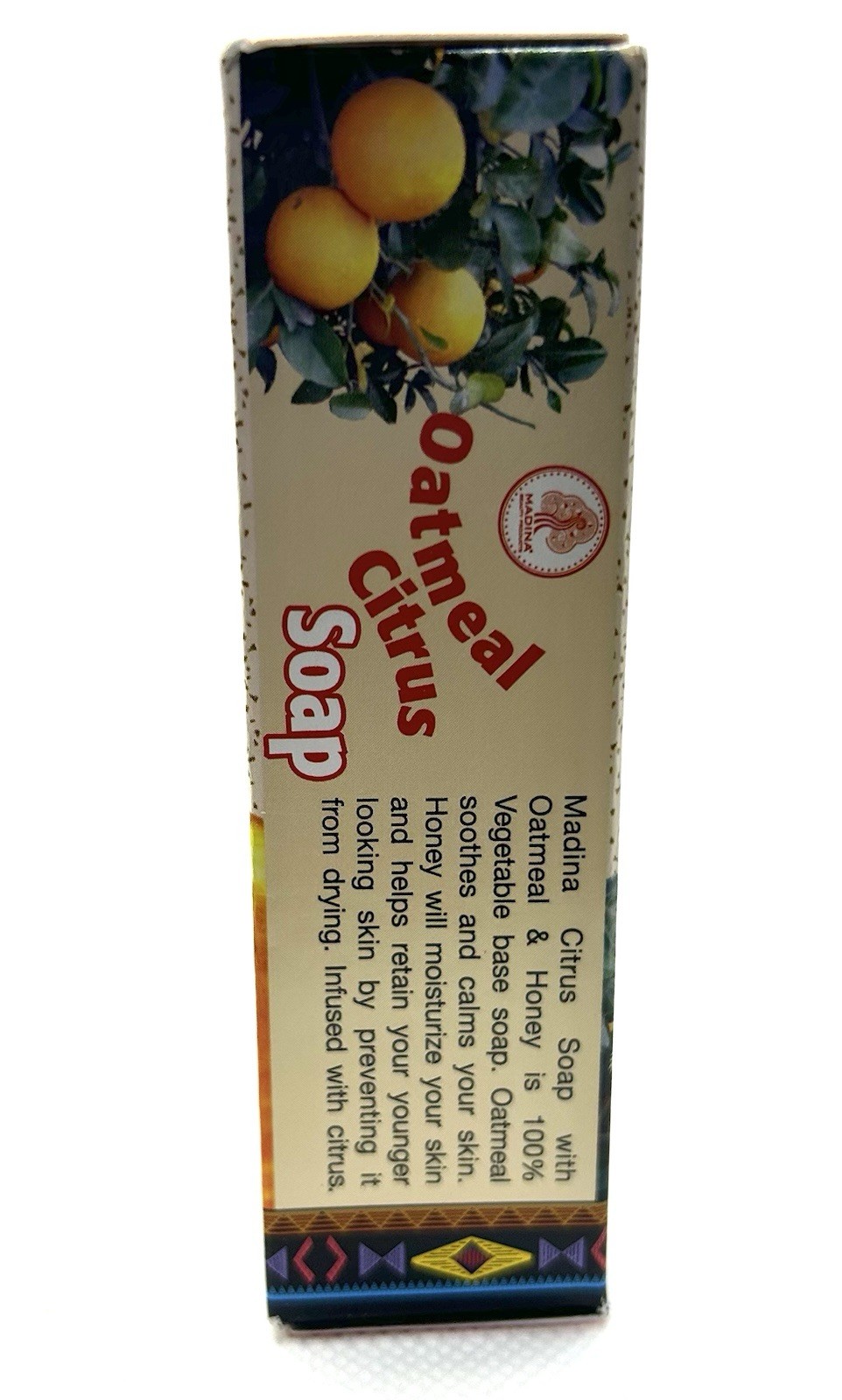 2 Pack- Madina Oatmeal Citrus -100% Vegetable Palm Oil Bar Soap 3.5 Oz