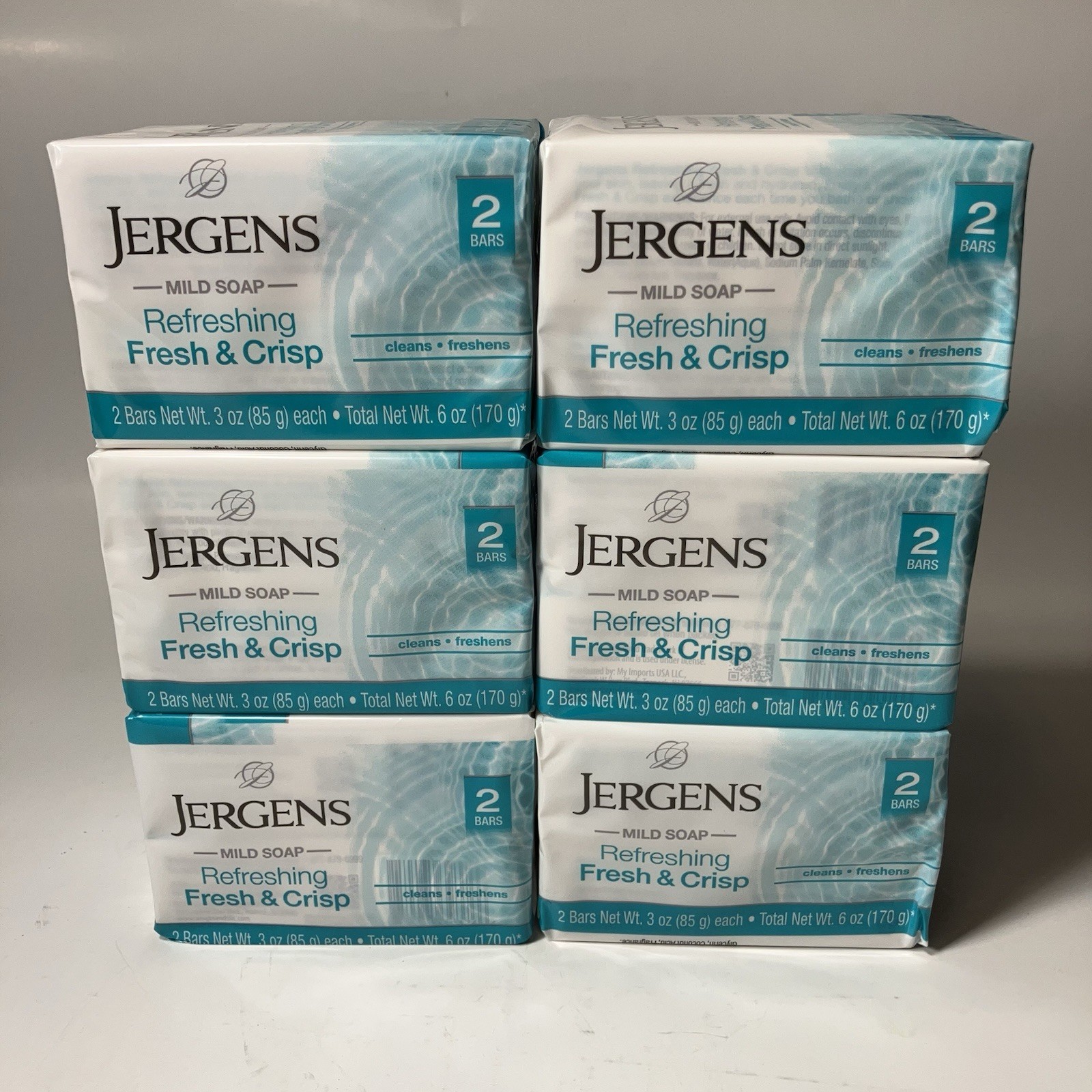 Jergens Mild Soap (3 oz) Refreshing Fresh & Crisp – Bath & Body Bar – Pack of 12