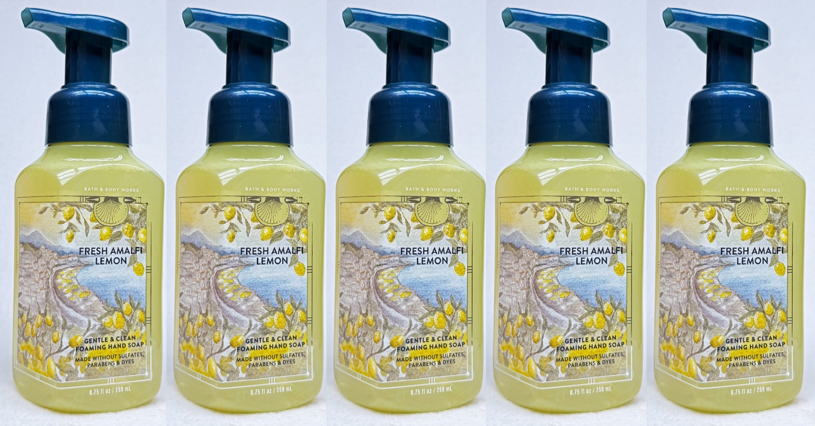 5 Bath & Body Works FRESH AMALFI LEMON Gentle Foaming Hand Soap 8.75 oz